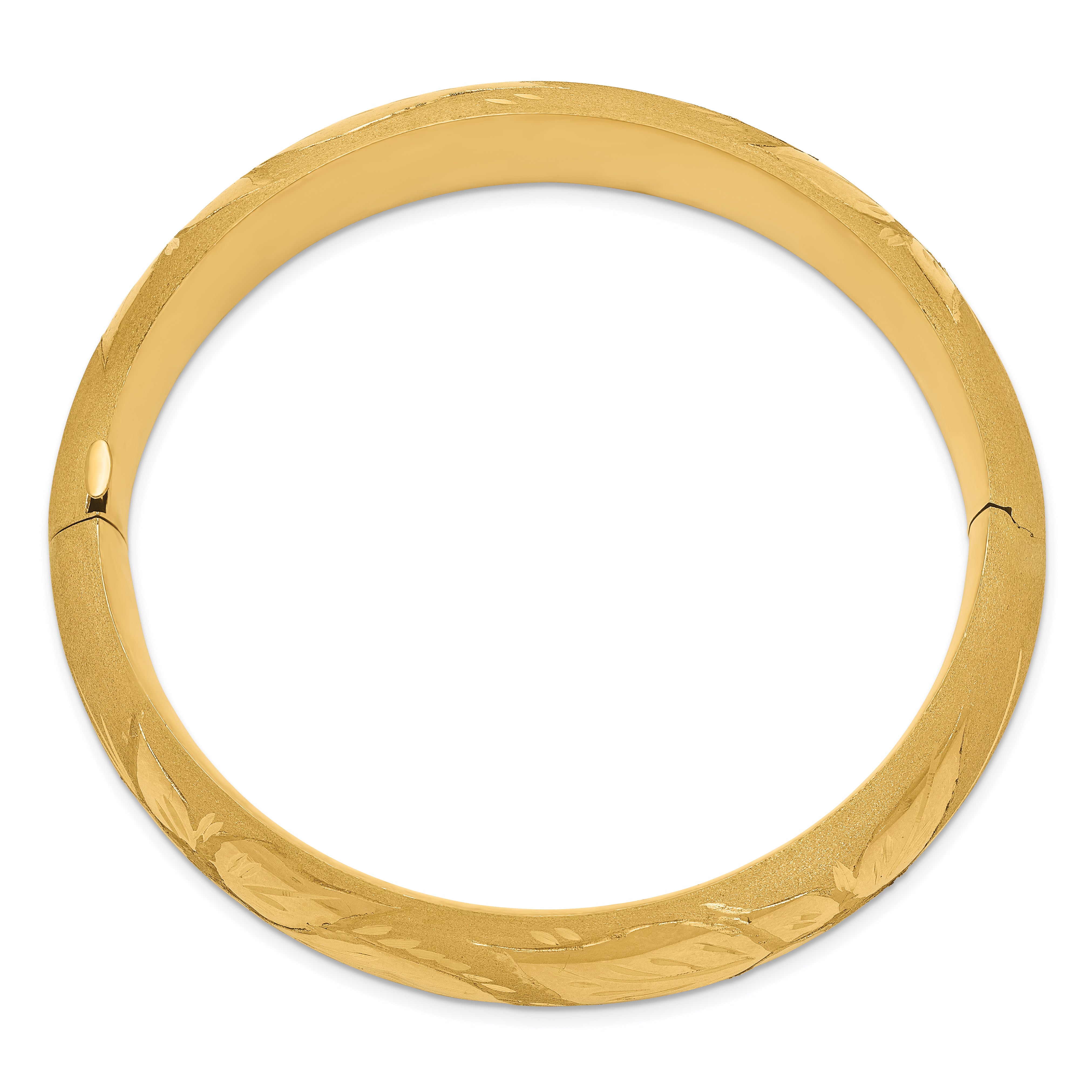 14k 11/16 Florentine Engraved 17.00mm Hinged Round Bangle Bracelet