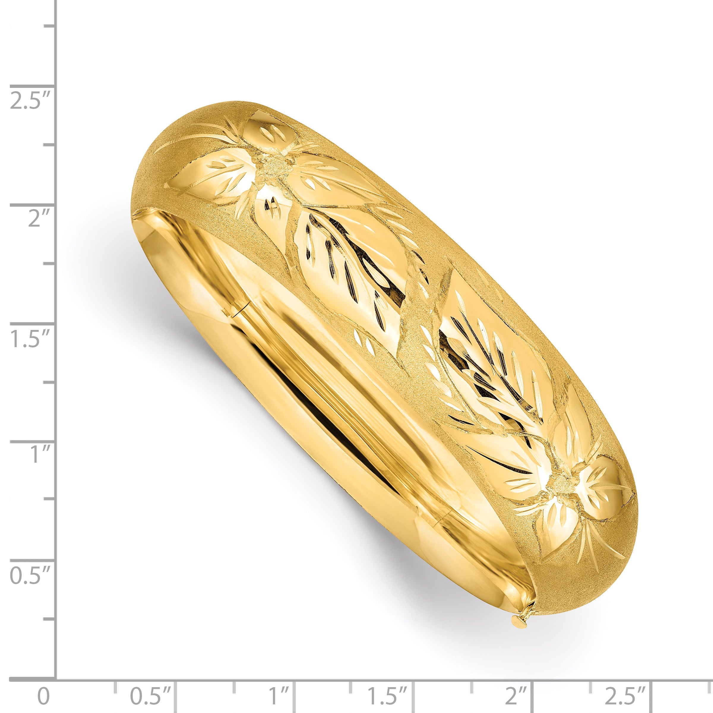 14k 11/16 Florentine Engraved 17.00mm Hinged Round Bangle Bracelet
