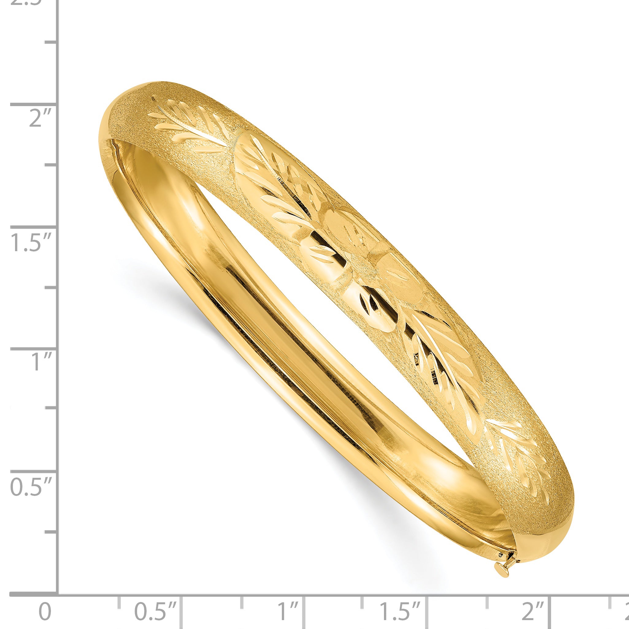 14k 5/16 Oversize Florentine Engraved 8.00mm Hinged Round Bangle Bracelet