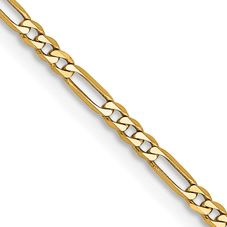 14K 20 Inch 1.8Mm Flat Figaro With Lobster Clasp Chain