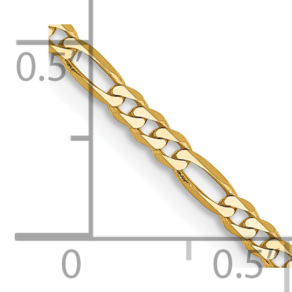 14K 22 Inch 2.25Mm Flat Figaro With Lobster Clasp Chain