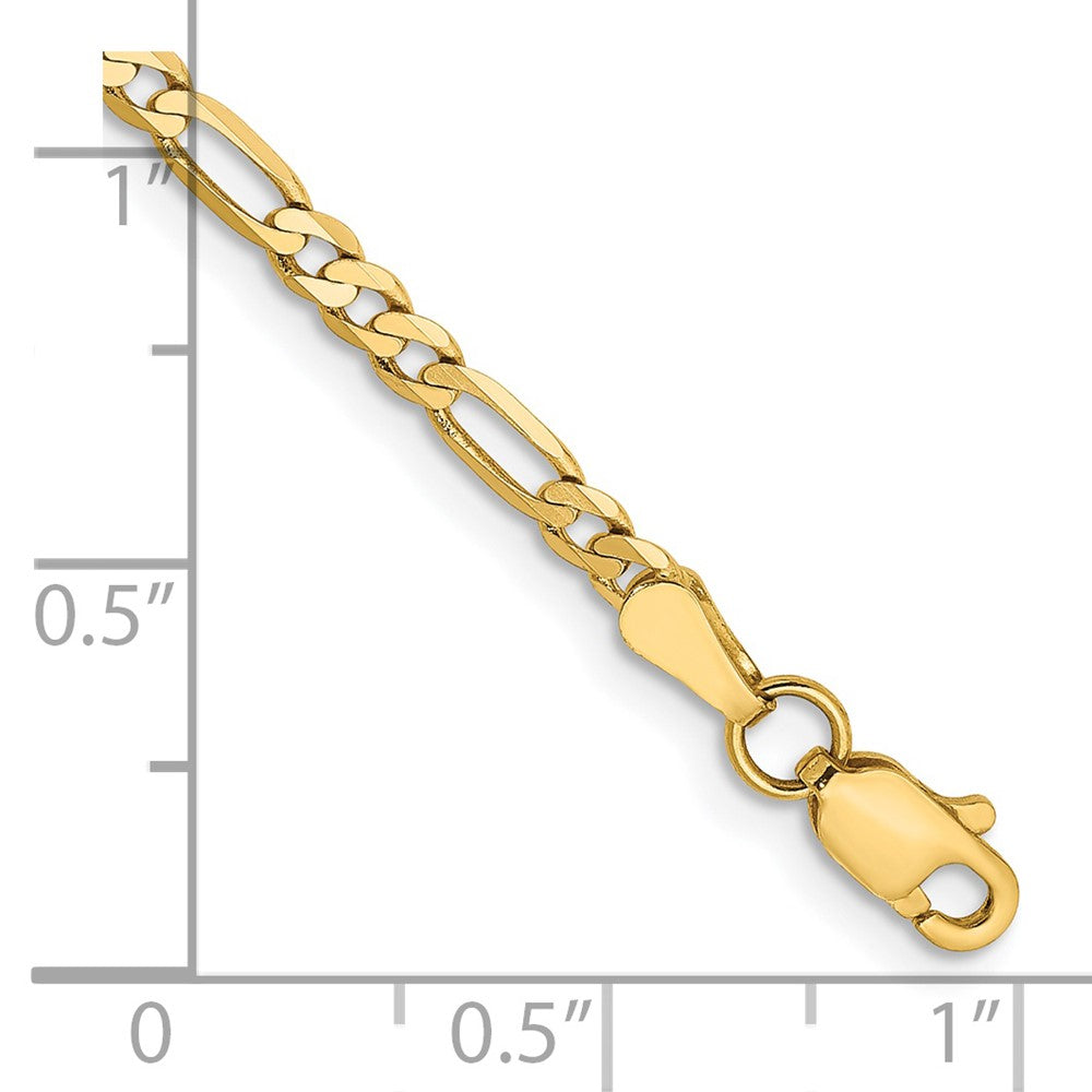 14K 8 inch 2.75mm Flat Figaro with Lobster Clasp Bracelet