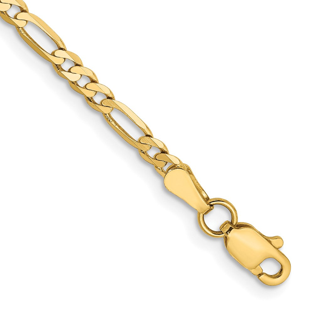 14K 8 inch 2.75mm Flat Figaro with Lobster Clasp Bracelet
