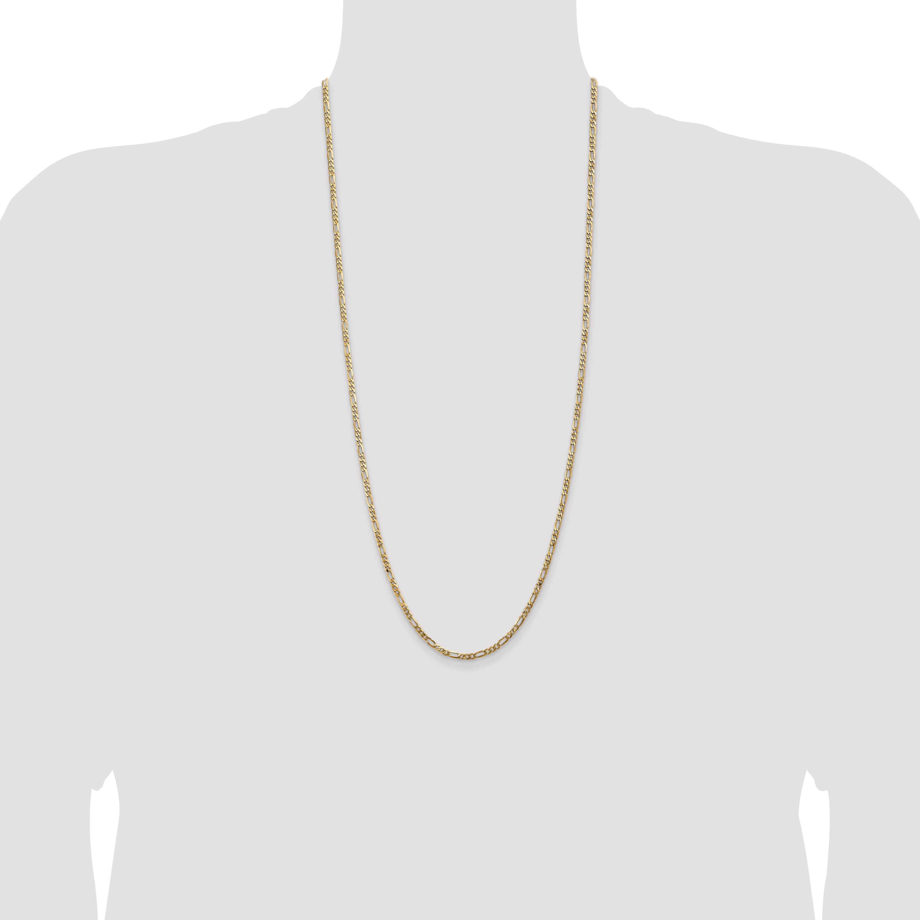 14K 30 Inch 3Mm Flat Figaro With Lobster Clasp Chain