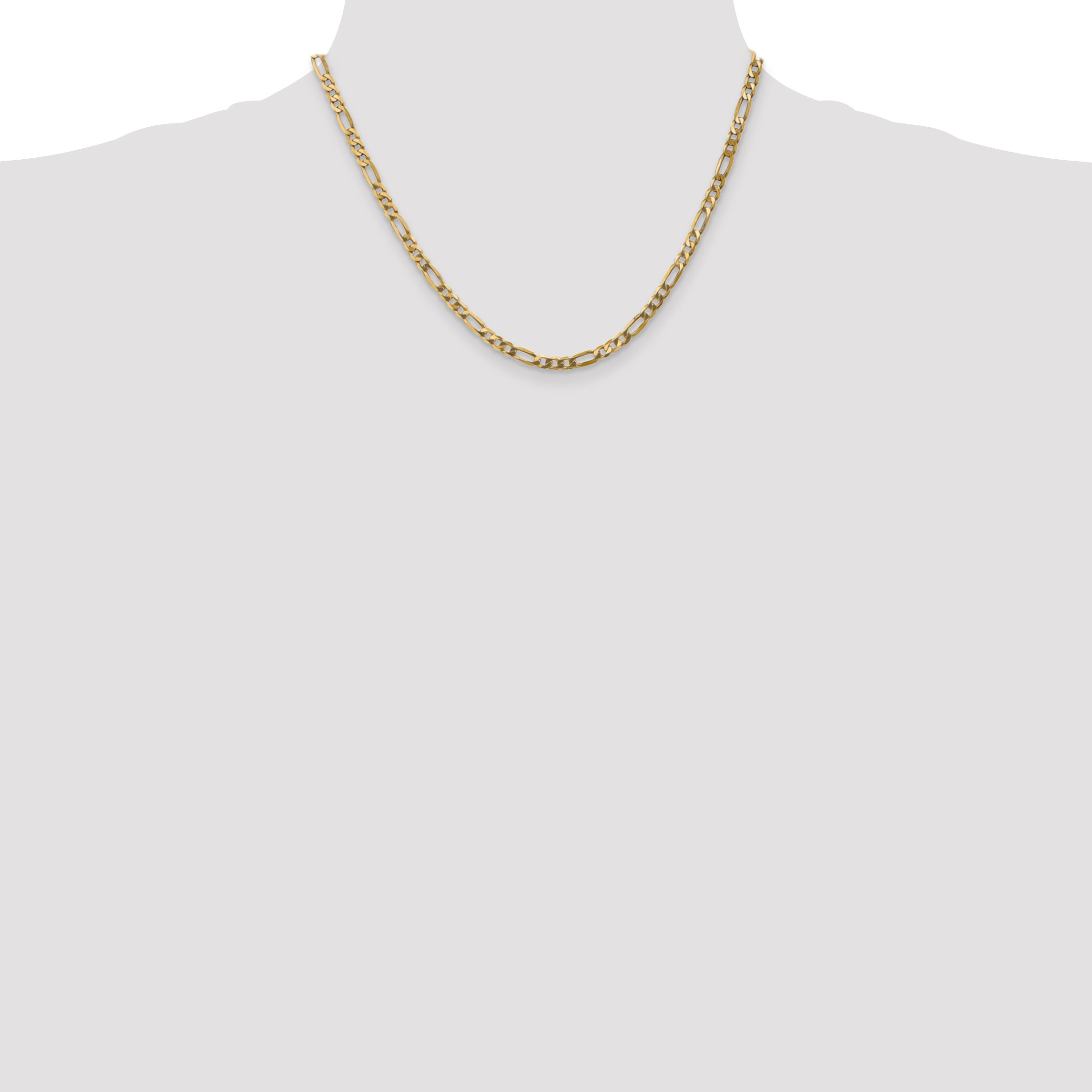 14K 20 Inch 4Mm Flat Figaro With Lobster Clasp Chain
