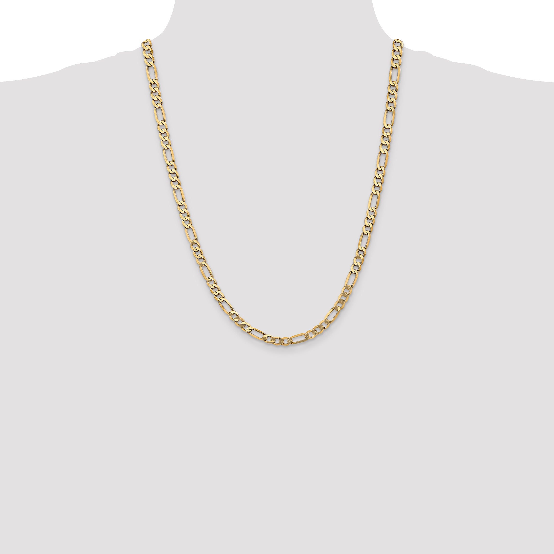 14K 24 Inch 5.25Mm Flat Figaro With Lobster Clasp Chain