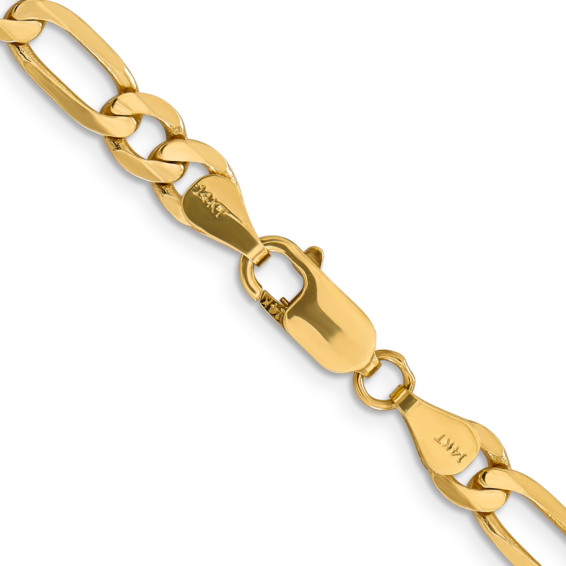 14K 9 inch 6.25mm Flat Figaro with Lobster Clasp Chain