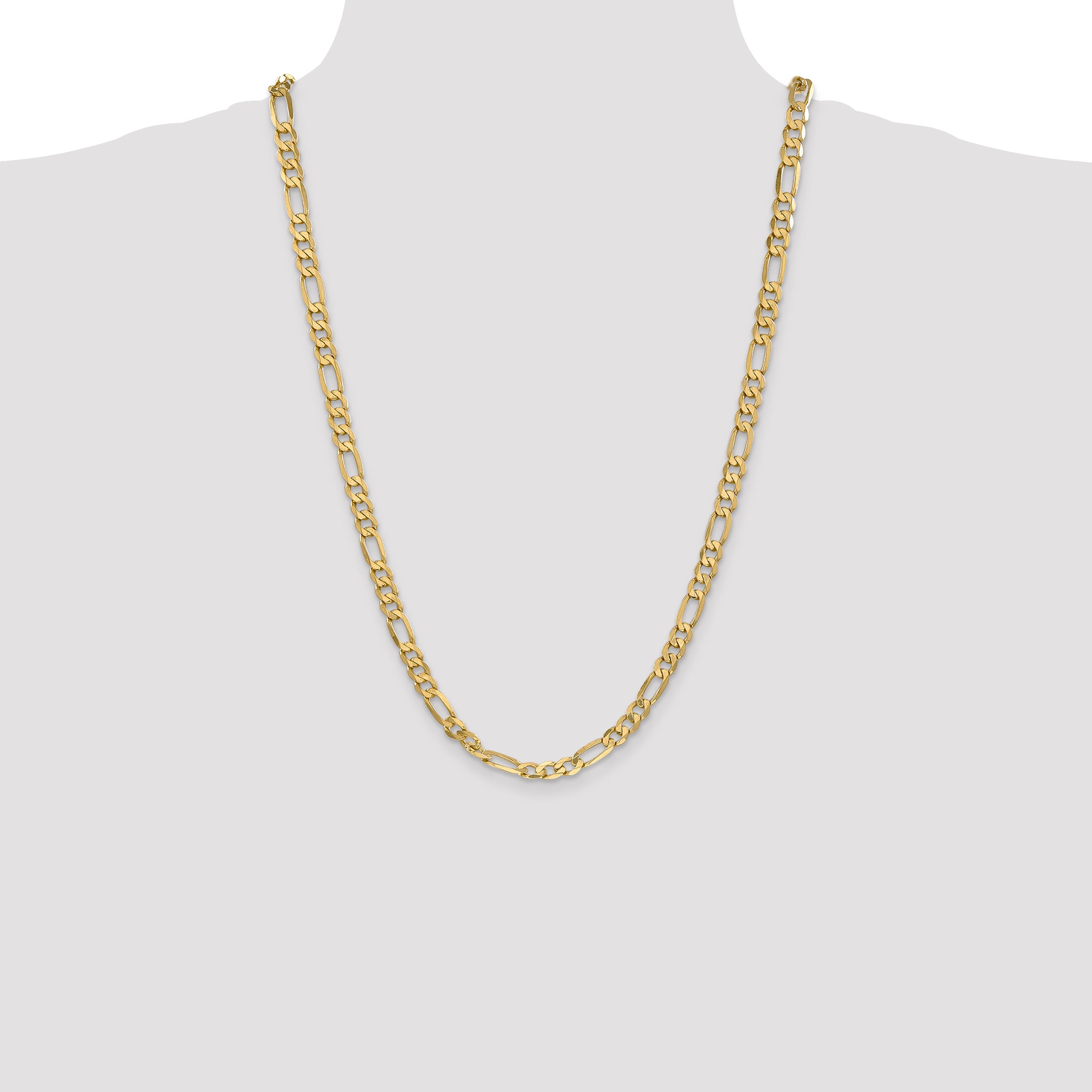 14K 9 inch 6.25mm Flat Figaro with Lobster Clasp Chain