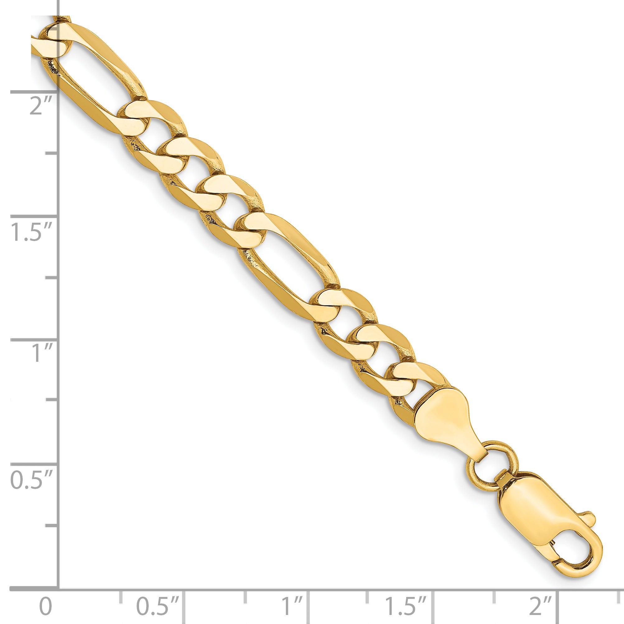 14K 7 Inch 6.25Mm Flat Figaro With Lobster Clasp Bracelet