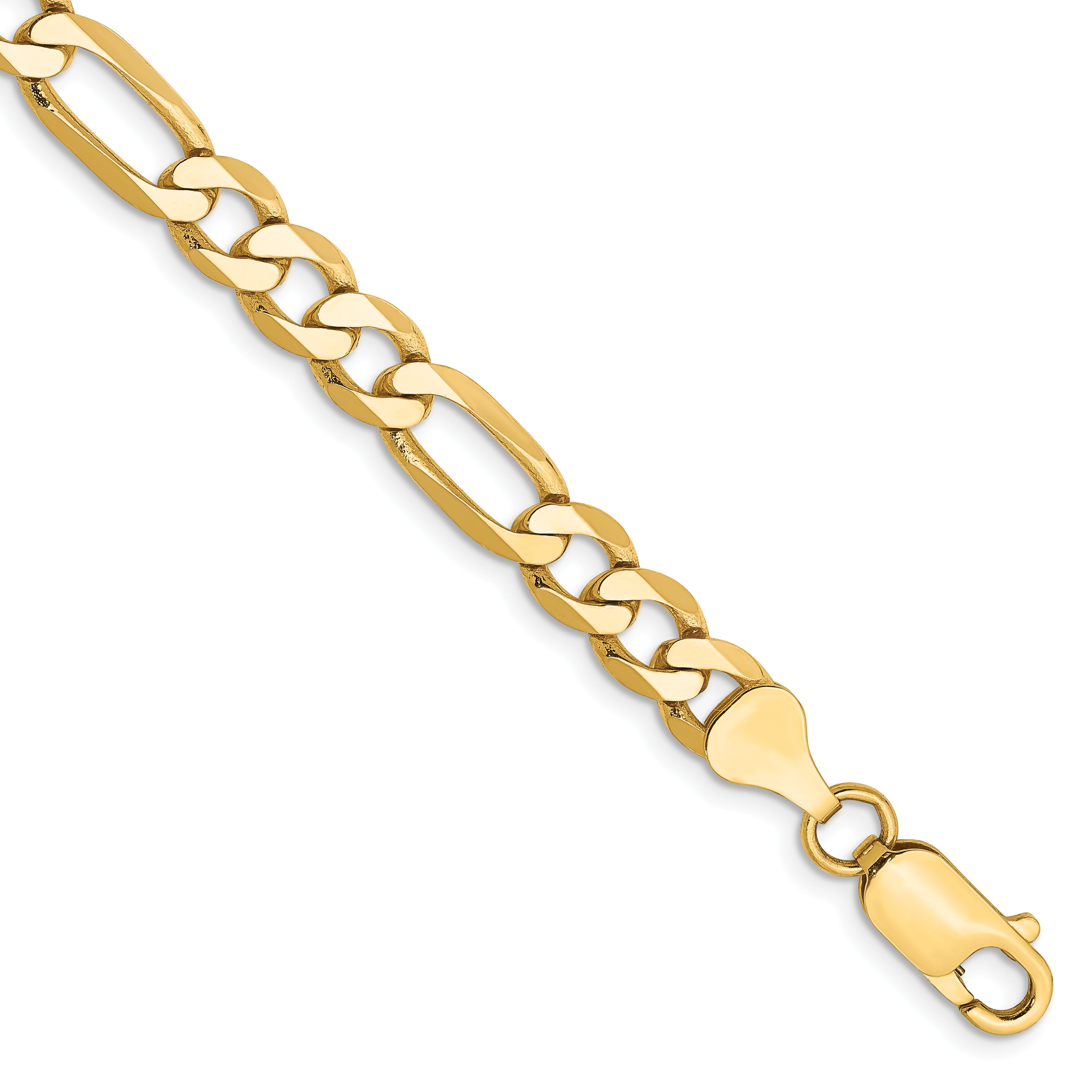 14K 8 Inch 6.25Mm Flat Figaro With Lobster Clasp Bracelet