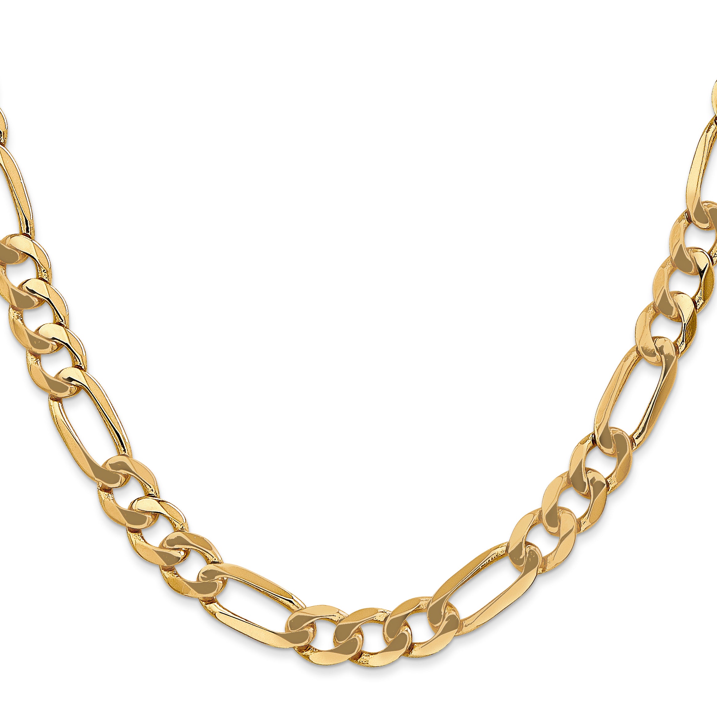 14K 18 Inch 7Mm Flat Figaro With Lobster Clasp Chain