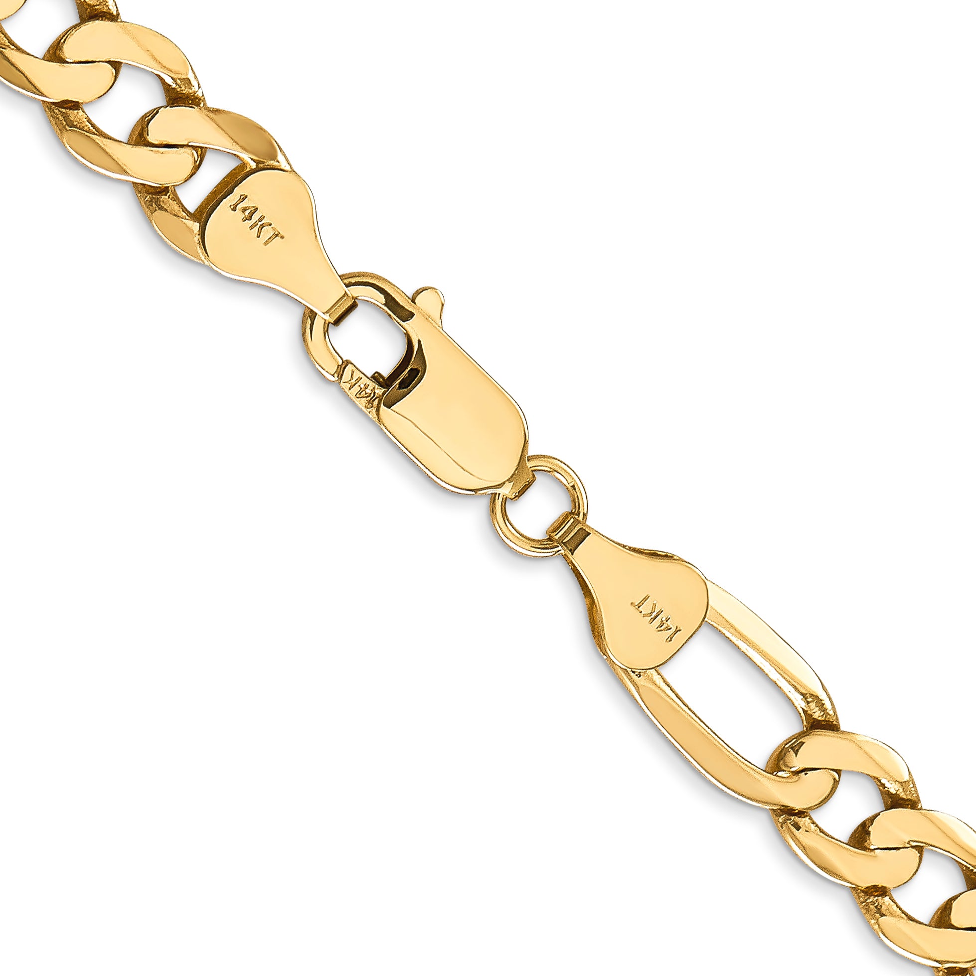 14K 18 Inch 7Mm Flat Figaro With Lobster Clasp Chain