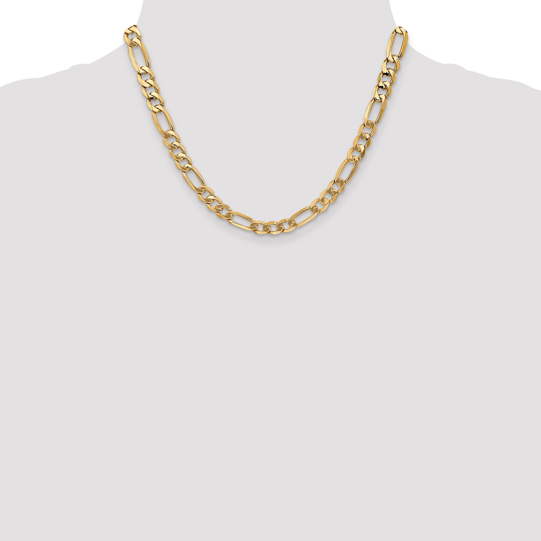 14K 18 Inch 7Mm Flat Figaro With Lobster Clasp Chain