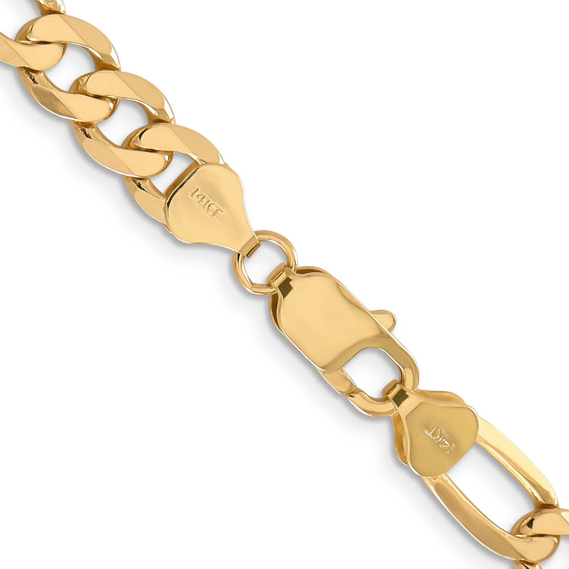 14K 24 Inch 7.5Mm Flat Figaro With Lobster Clasp Chain
