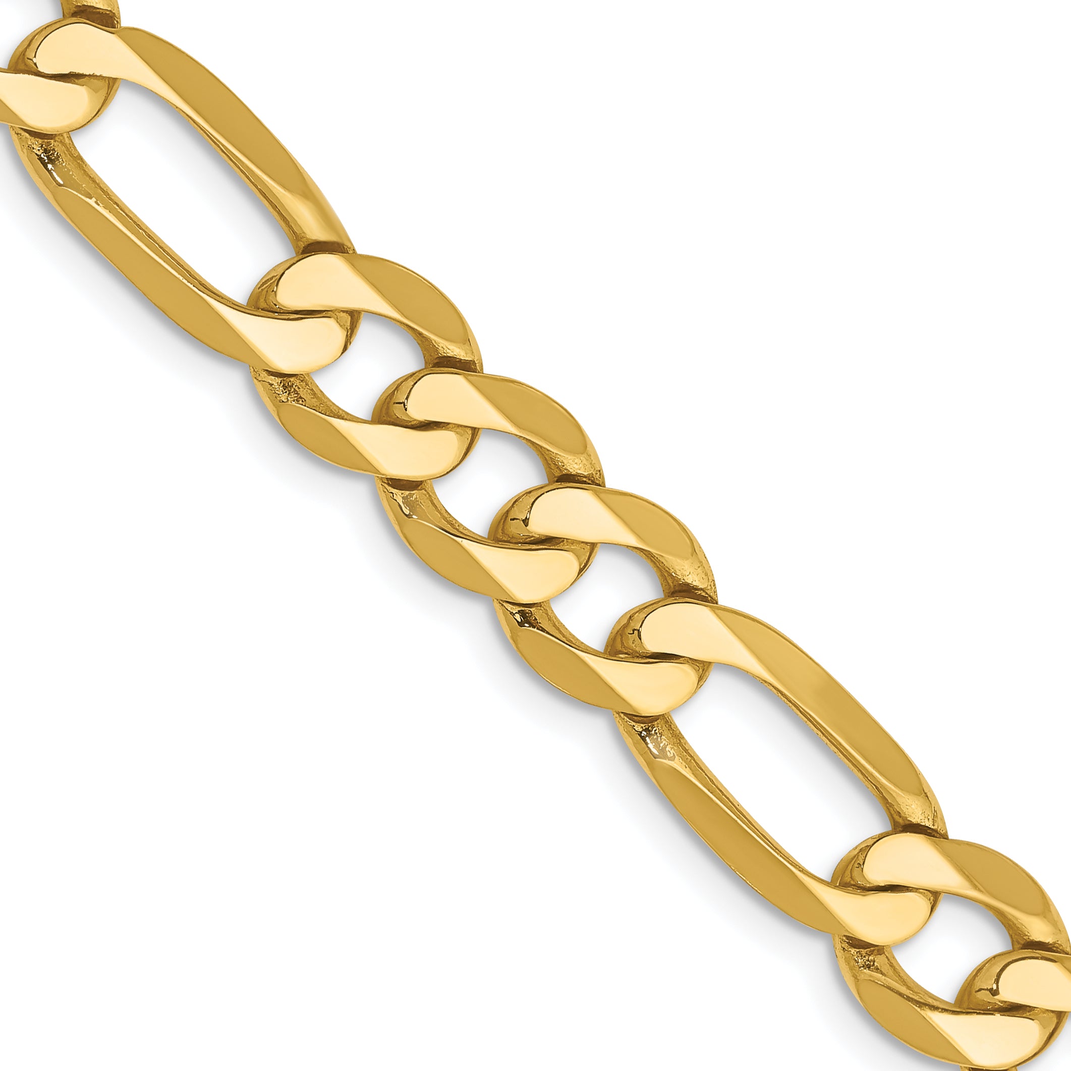 14K 9 inch 7.5mm Flat Figaro with Lobster Clasp Chain