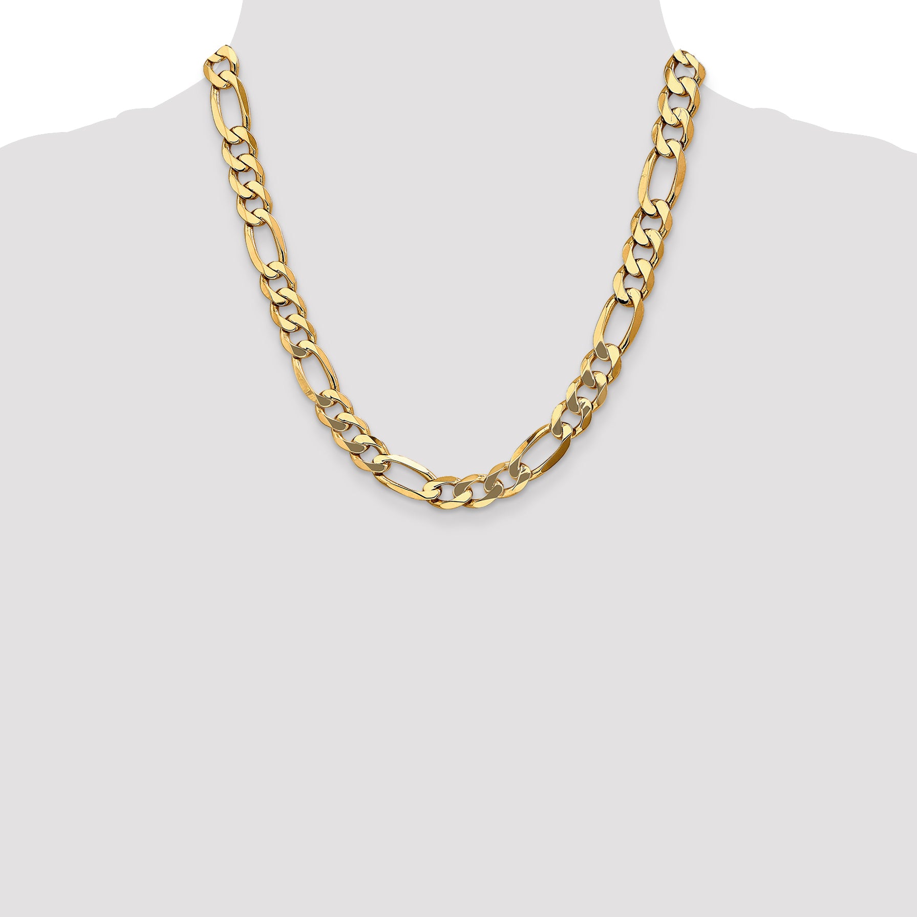 14K 20 inch 10mm Flat Figaro with Lobster Clasp Chain