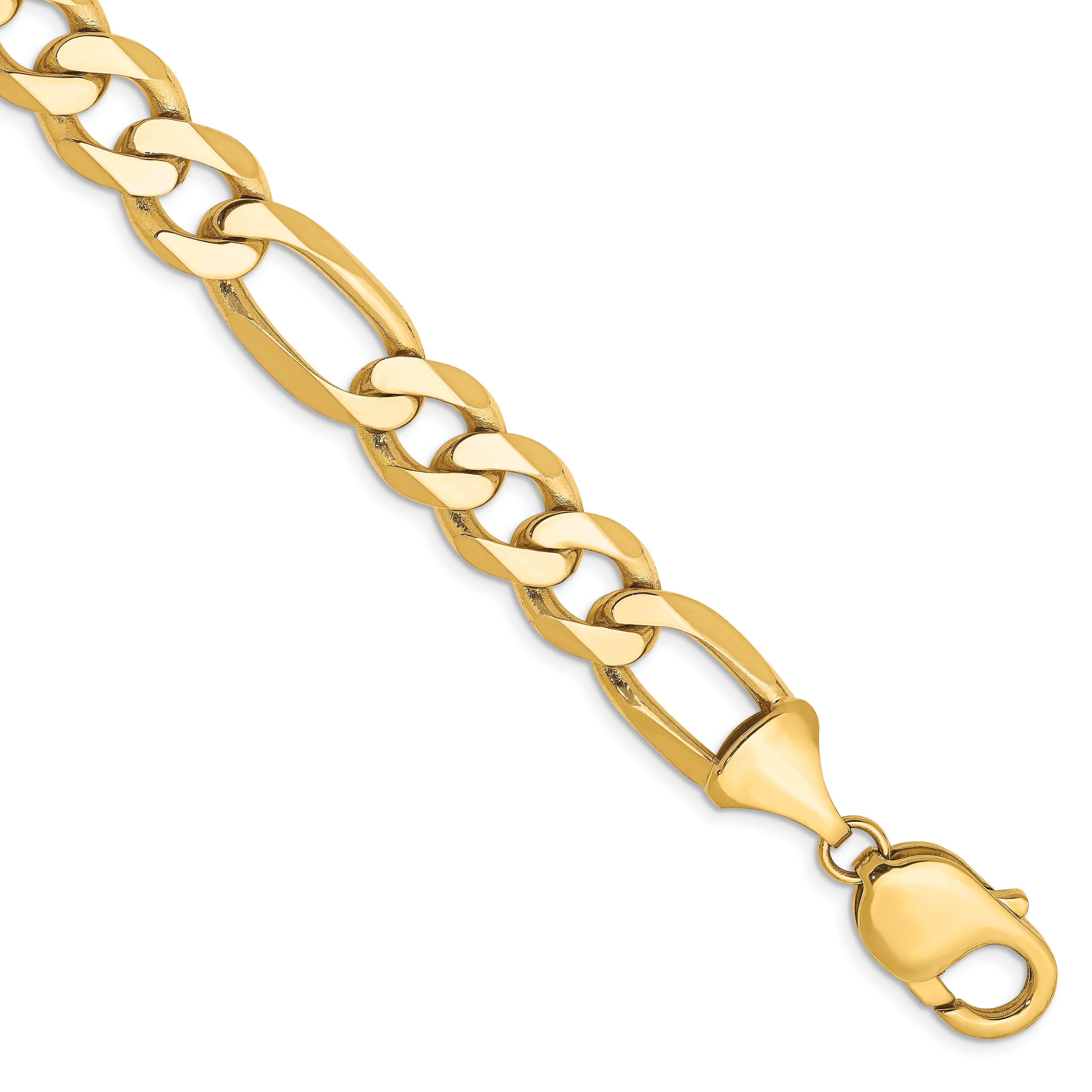 14K 9 Inch 10Mm Flat Figaro With Lobster Clasp Chain