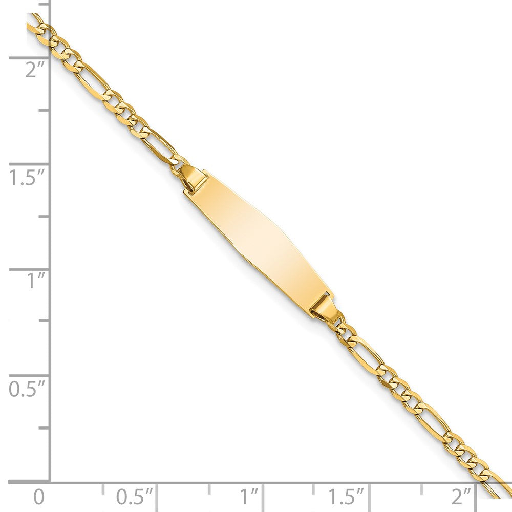 14k Soft Diamond Shape Figaro ID Bracelet