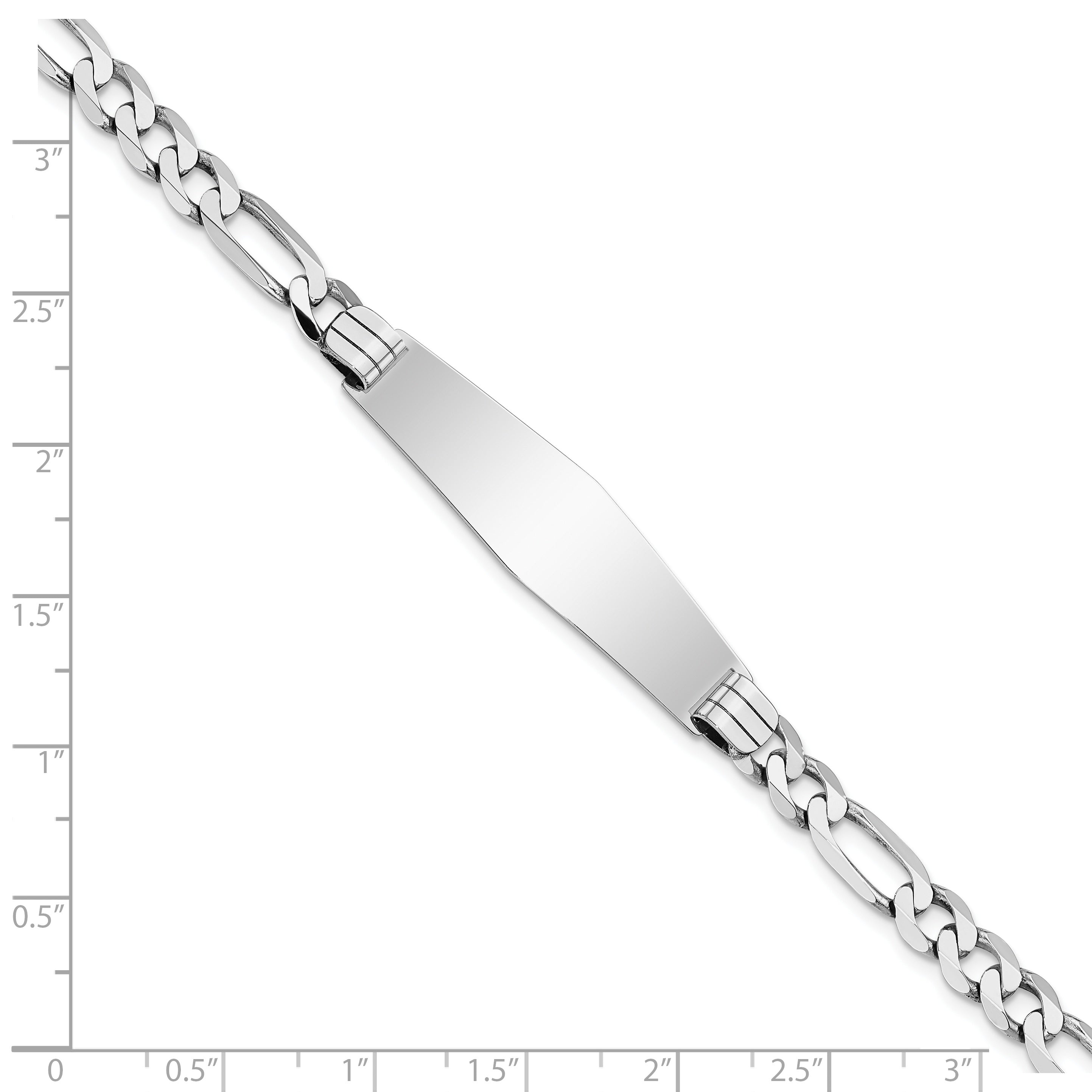 14K Wg Figaro Link Soft Diamond Shape Id Bracelet