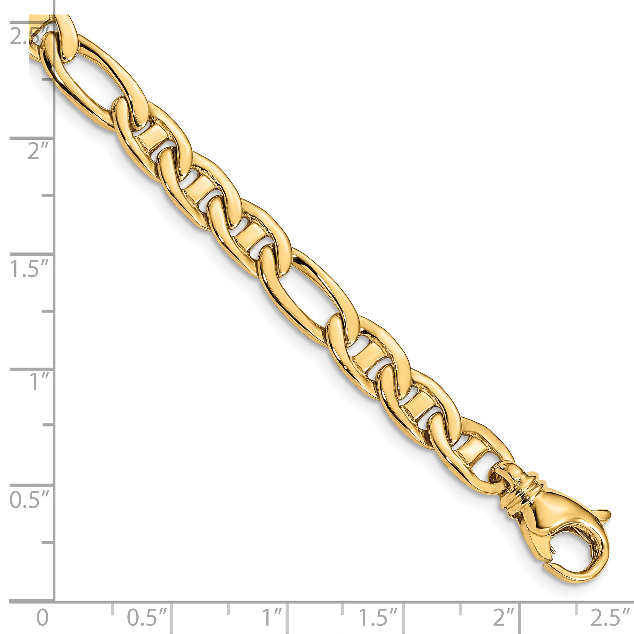 14K 20 inch 6.5mm Solid Hand Polished Fancy Flat Anchor Link with Fancy Lobster Clasp Chain