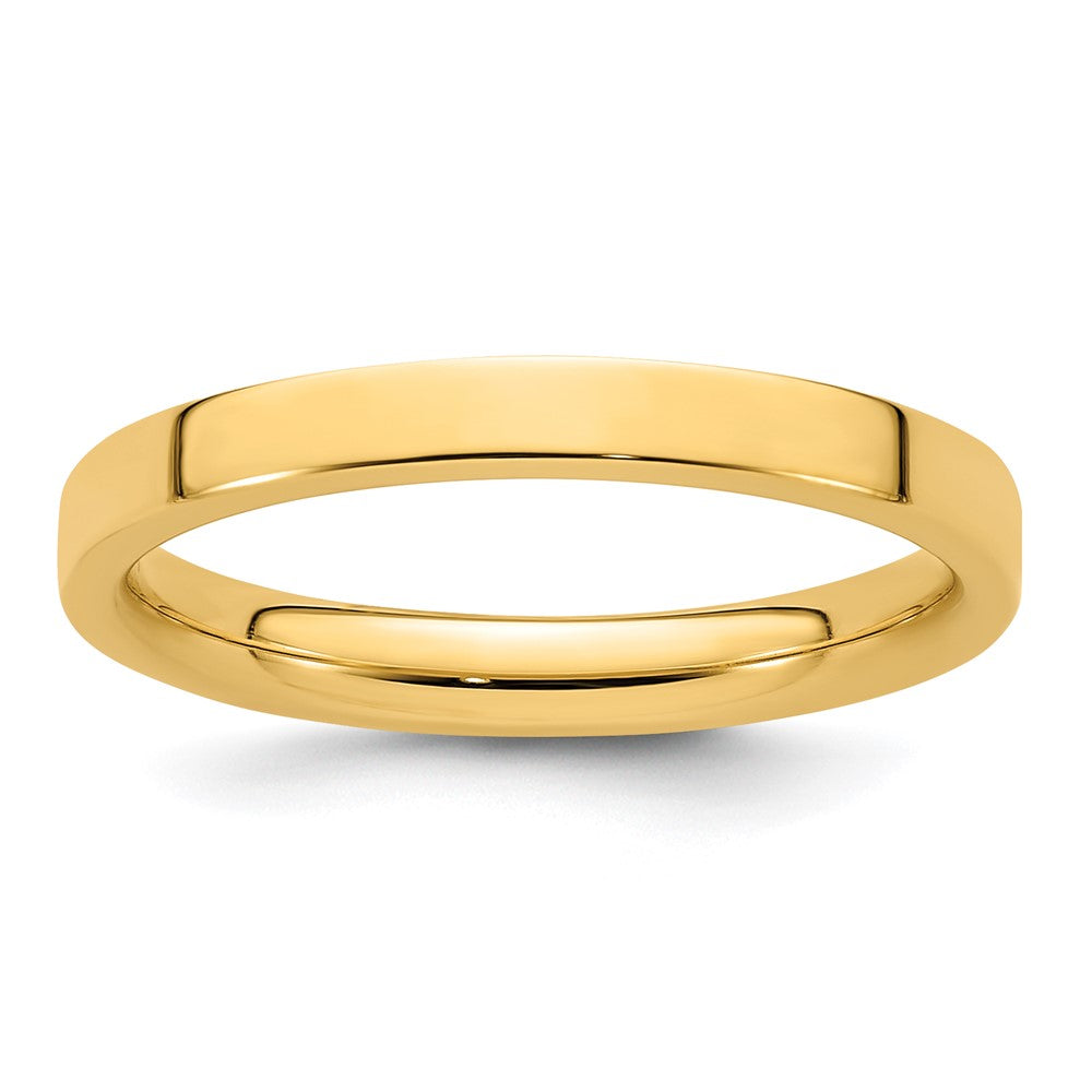 14k Yellow Gold 2.5mm Standard Weight Flat Comfort Fit Wedding Band Size 6.5