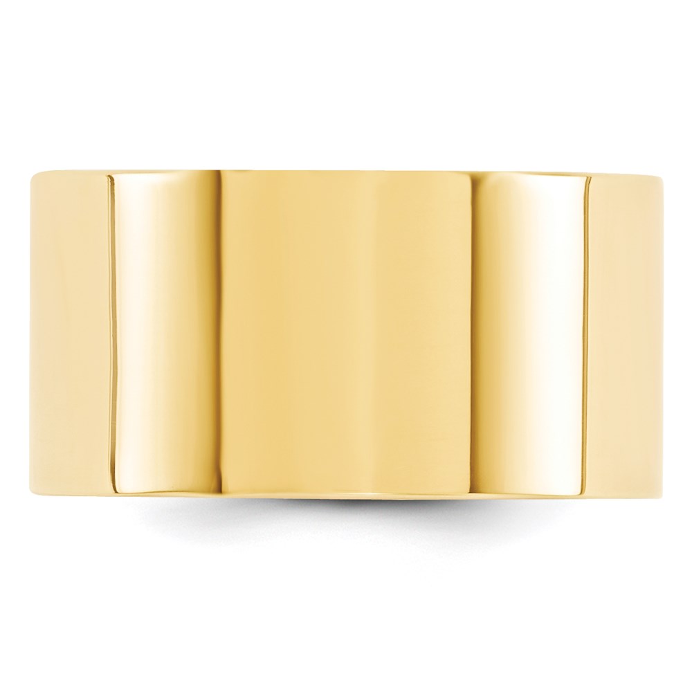 14k Yellow Gold 12mm Standard Weight Flat Comfort Fit Wedding Band Size 13.5