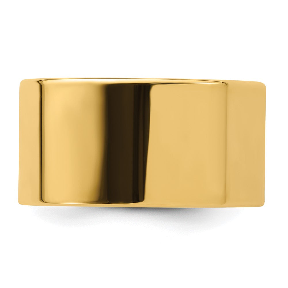 14k Yellow Gold 12mm Standard Weight Flat Comfort Fit Wedding Band Size 10.5