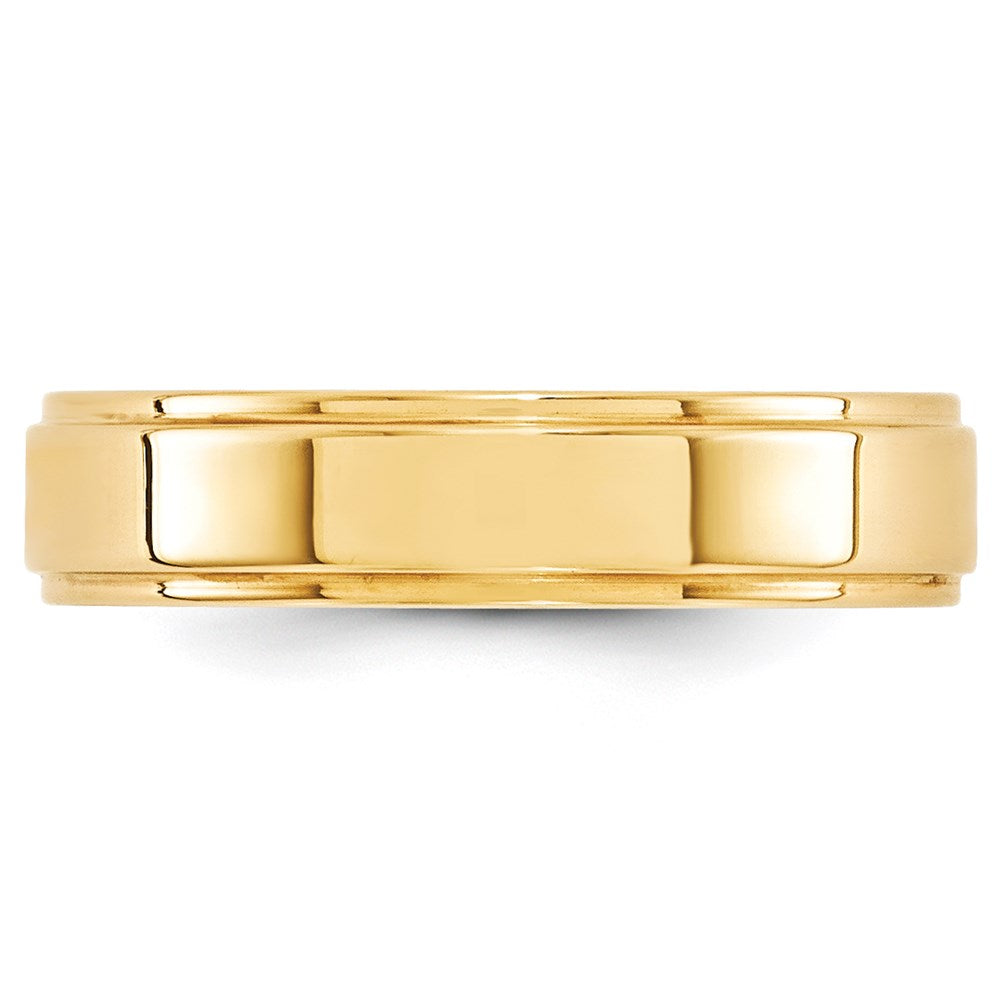 14k Yellow Gold 5mm Flat with Step Edge Wedding Band Size 11.5