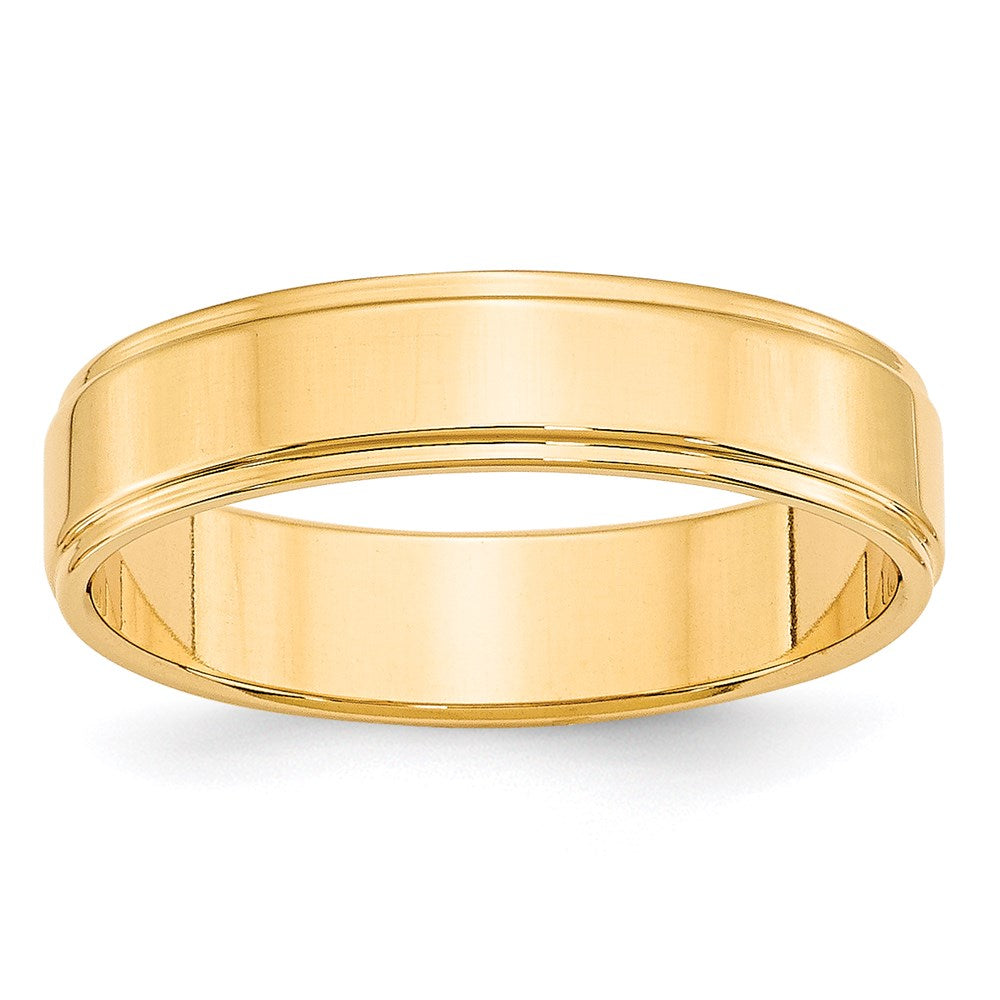 14k Yellow Gold 5mm Flat with Step Edge Wedding Band Size 11.5