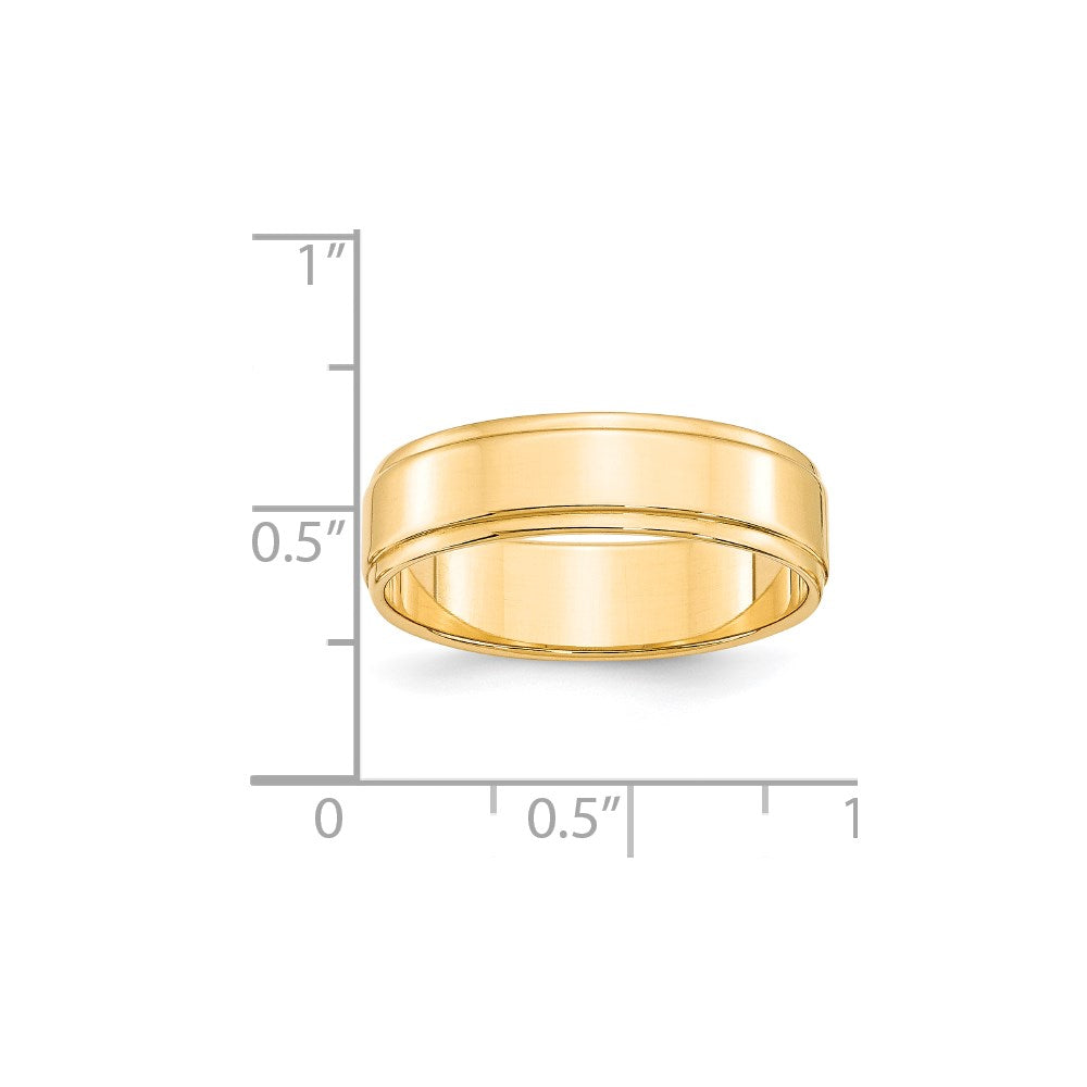 14k Yellow Gold 6mm Flat with Step Edge Wedding Band Size 5