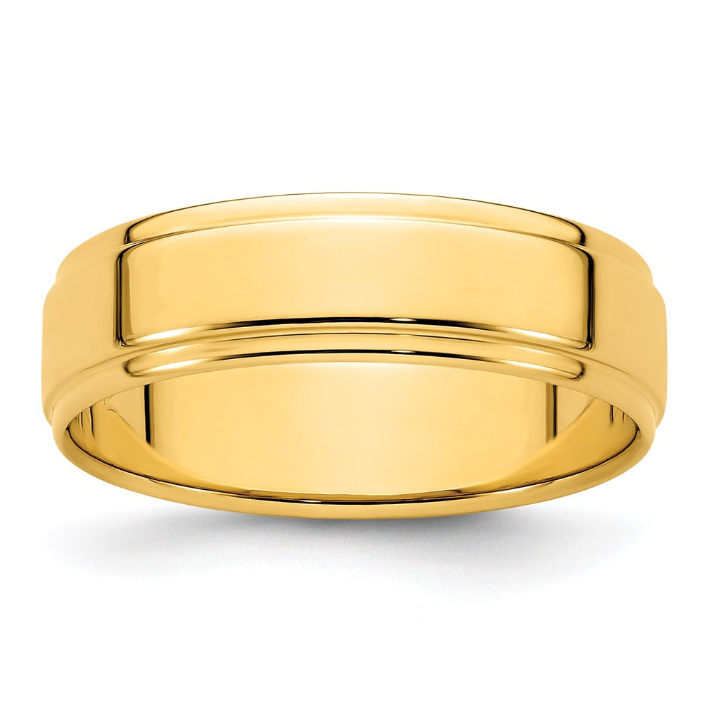 14k Yellow Gold 6mm Flat with Step Edge Wedding Band Size 13.5