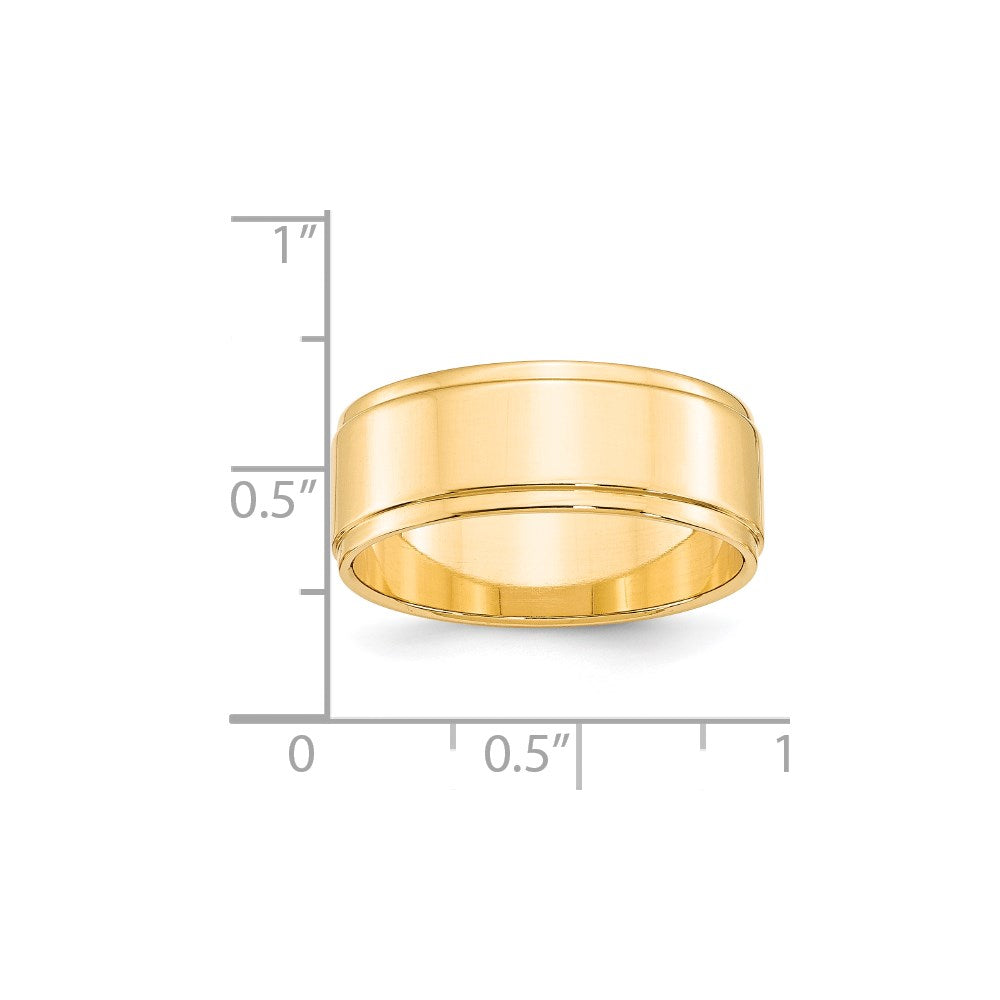 14k Yellow Gold 8mm Flat with Step Edge Wedding Band Size 11.5