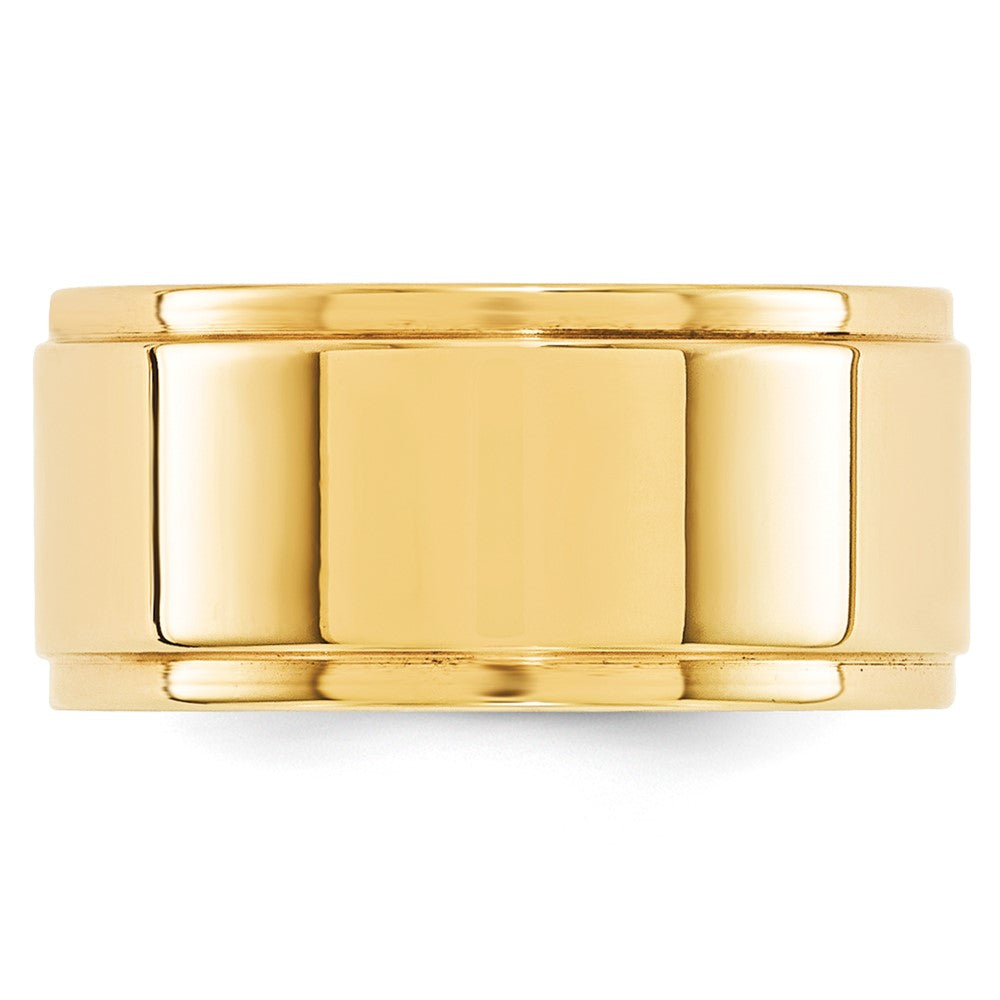 14k Yellow Gold 10mm Flat with Step Edge Wedding Band Size 10.5