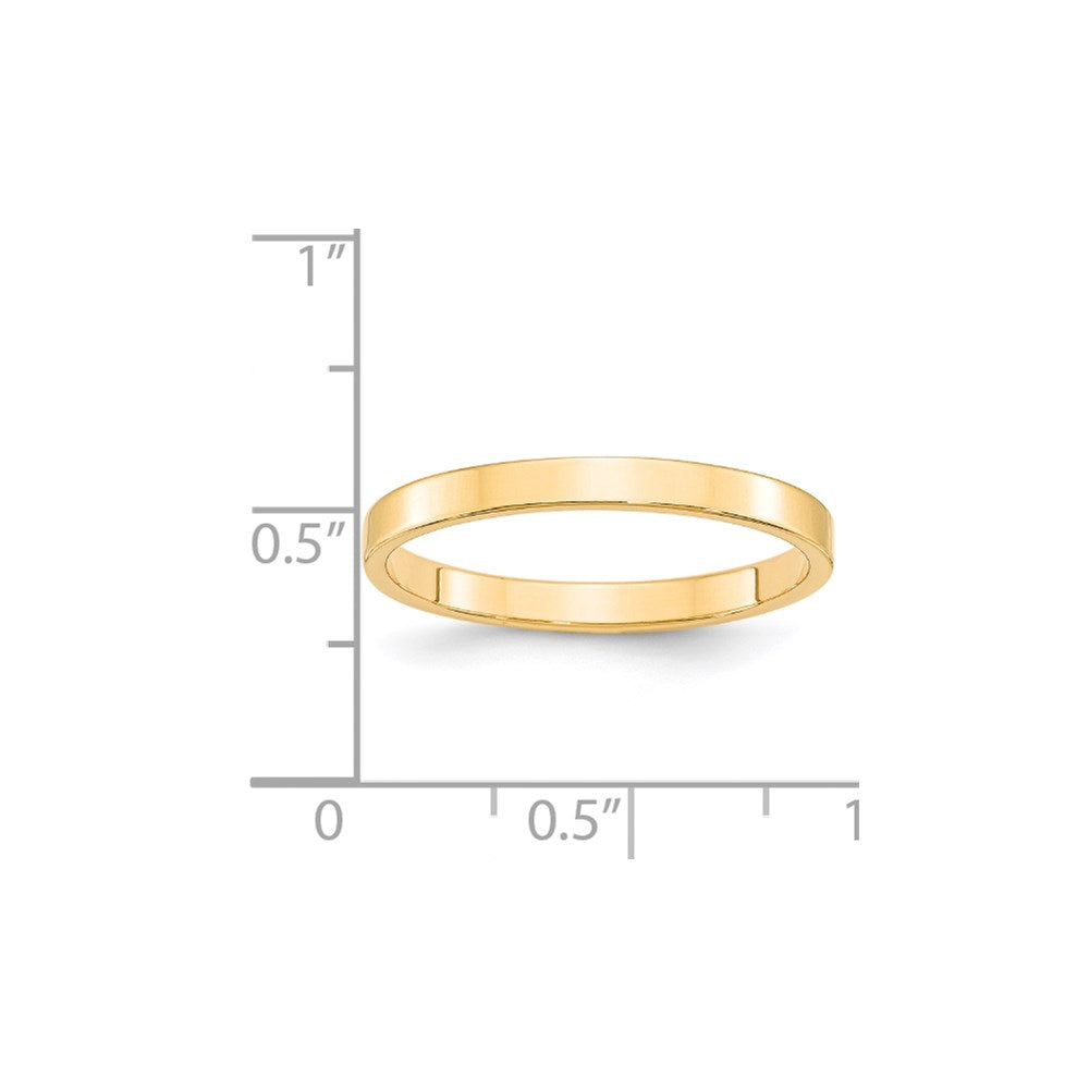 14k Yellow Gold 2.5mm Lightweight Flat Wedding Band Size 4