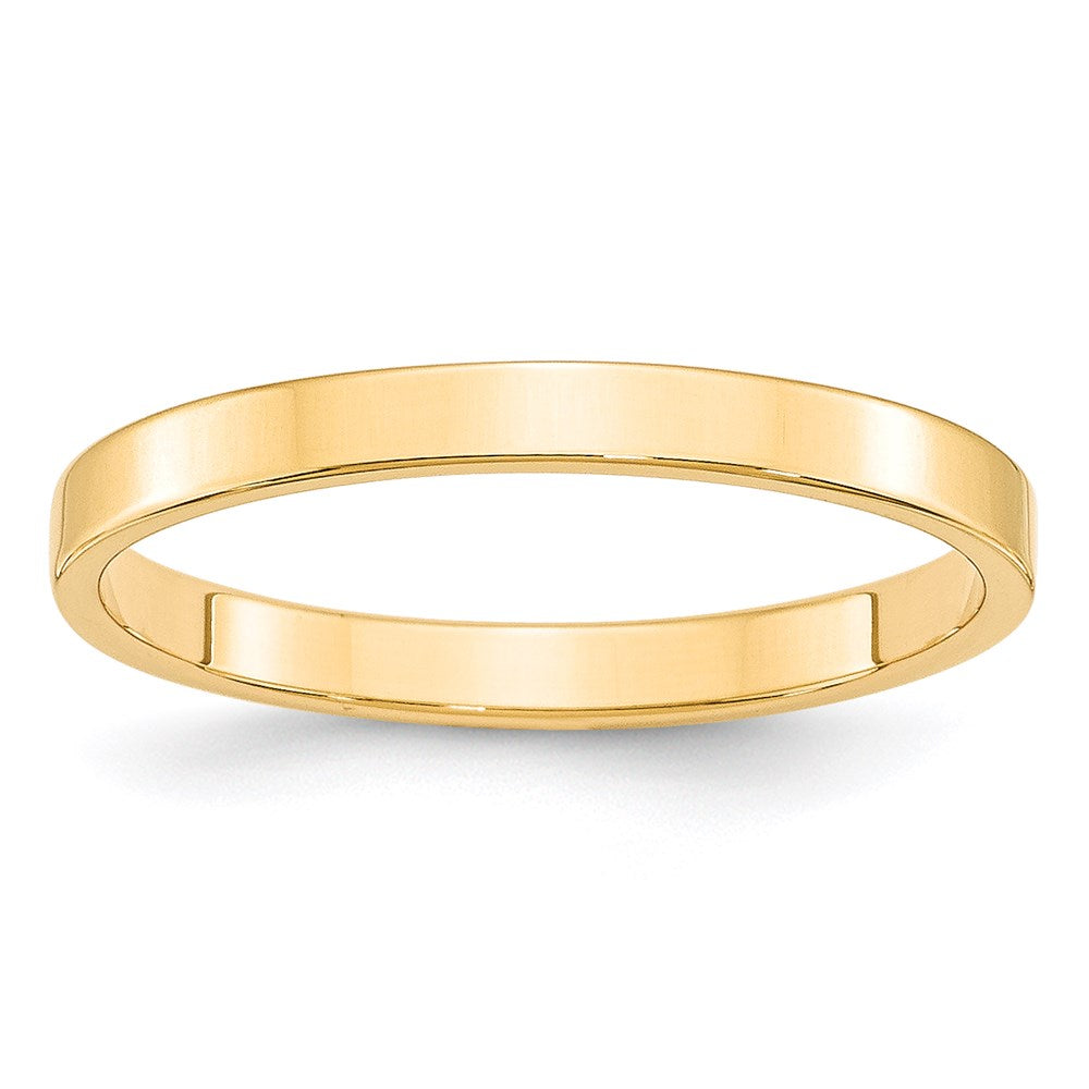 14k Yellow Gold 2.5mm Lightweight Flat Wedding Band Size 4