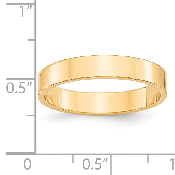14k Yellow Gold 4mm Lightweight Flat Wedding Band Size 8