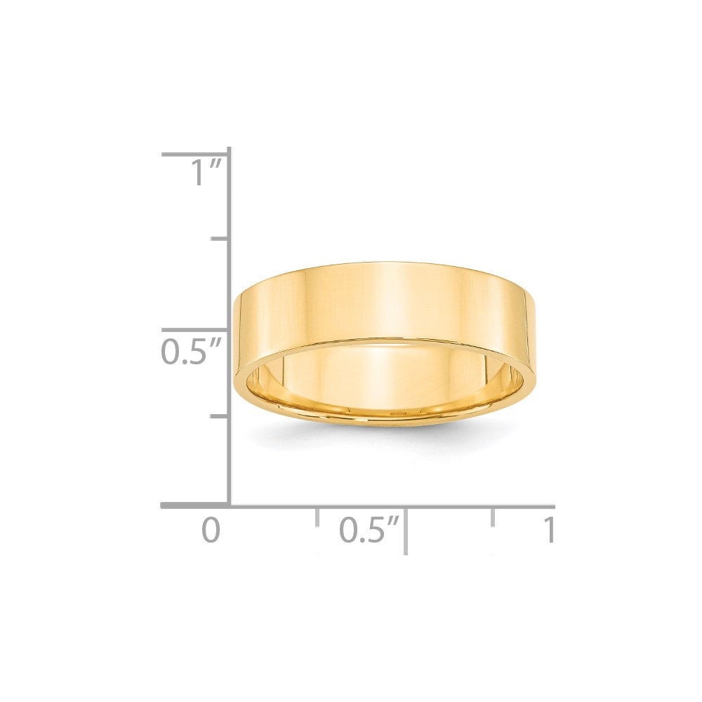 14k Yellow Gold 6mm Lightweight Flat Wedding Band Size 4