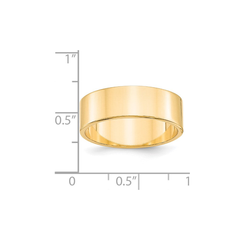14k Yellow Gold 7mm Lightweight Flat Wedding Band Size 9