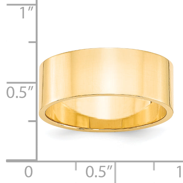 14k Yellow Gold 8mm Lightweight Flat Wedding Band Size 7