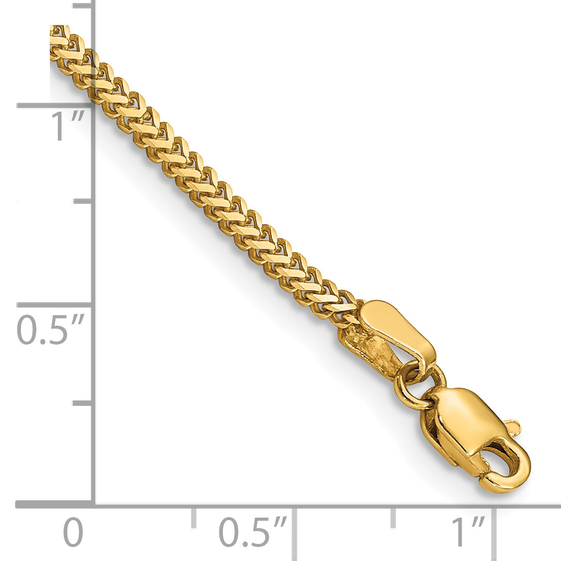 14K 8 Inch 1.4Mm Franco With Lobster Clasp Bracelet