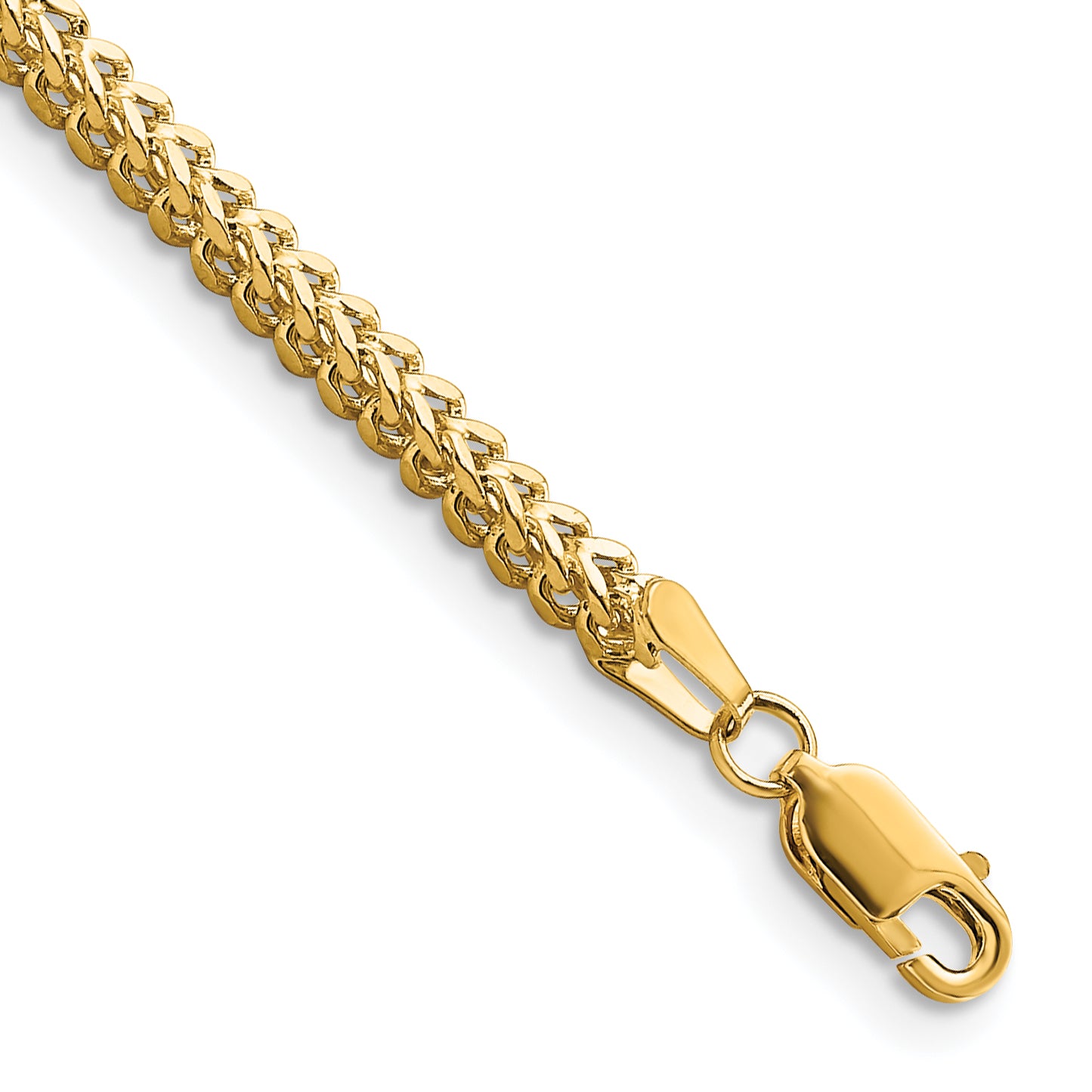 14K 7 Inch 2.3Mm Franco With Lobster Clasp Bracelet