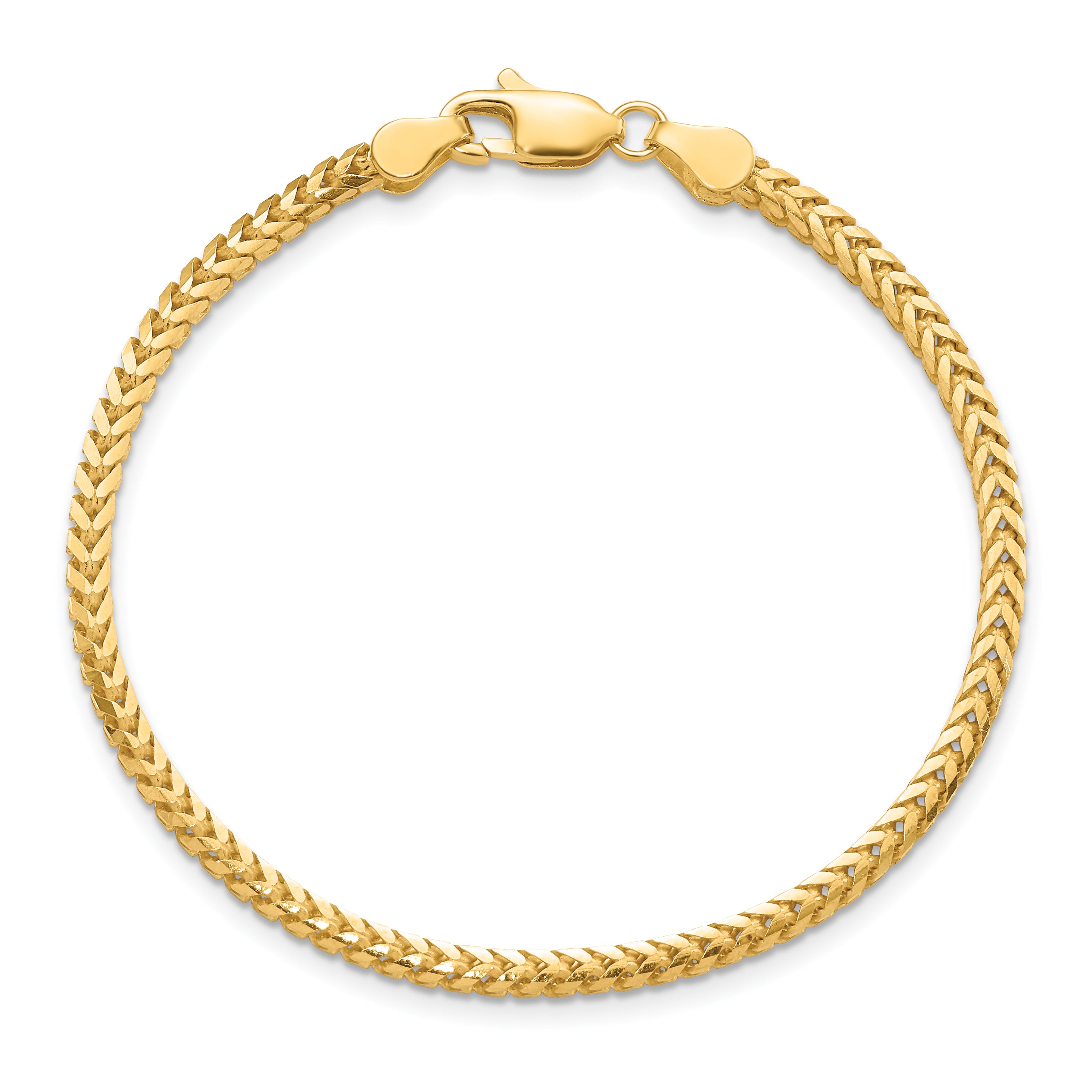 14K 8 inch 2.5mm Franco with Lobster Clasp Bracelet