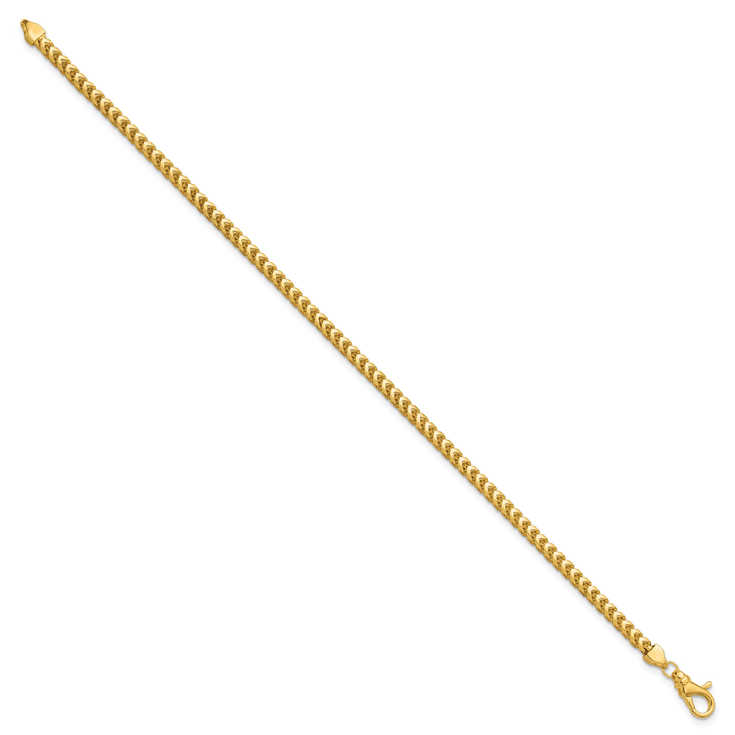14K 8 inch 3mm Franco with Fancy Lobster Clasp Bracelet