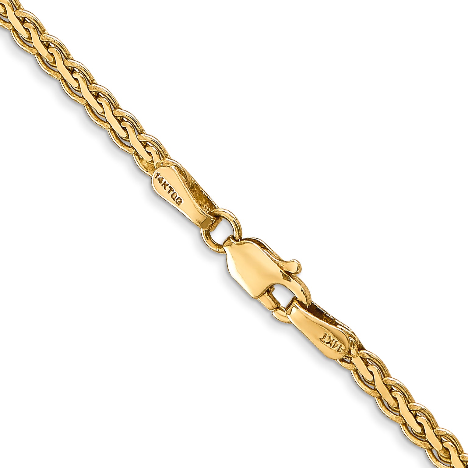 14K 20 Inch 2.4Mm Flat Wheat With Lobster Clasp Chain