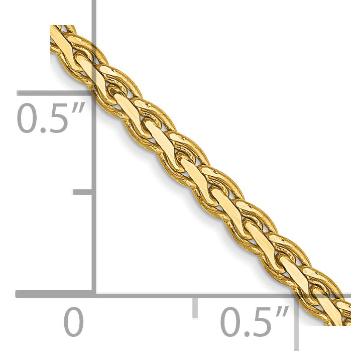 14K 20 Inch 2.4Mm Flat Wheat With Lobster Clasp Chain