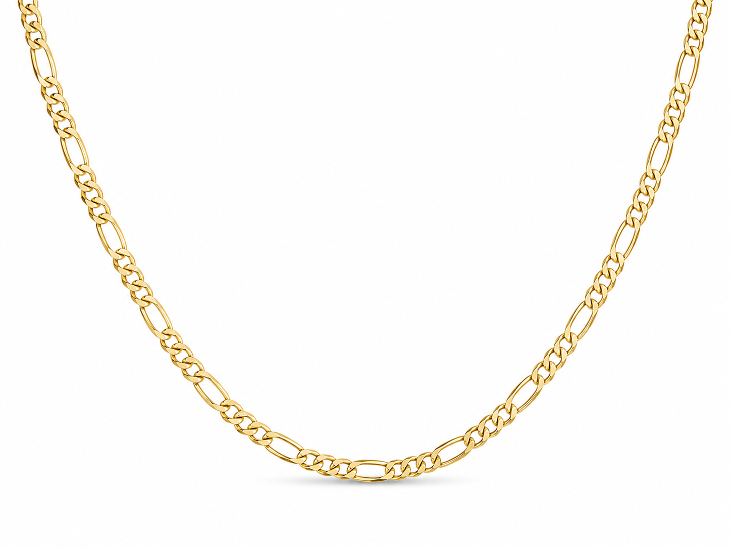 18KY Solid Yellow Gold 4 MM Figaro Link Chain