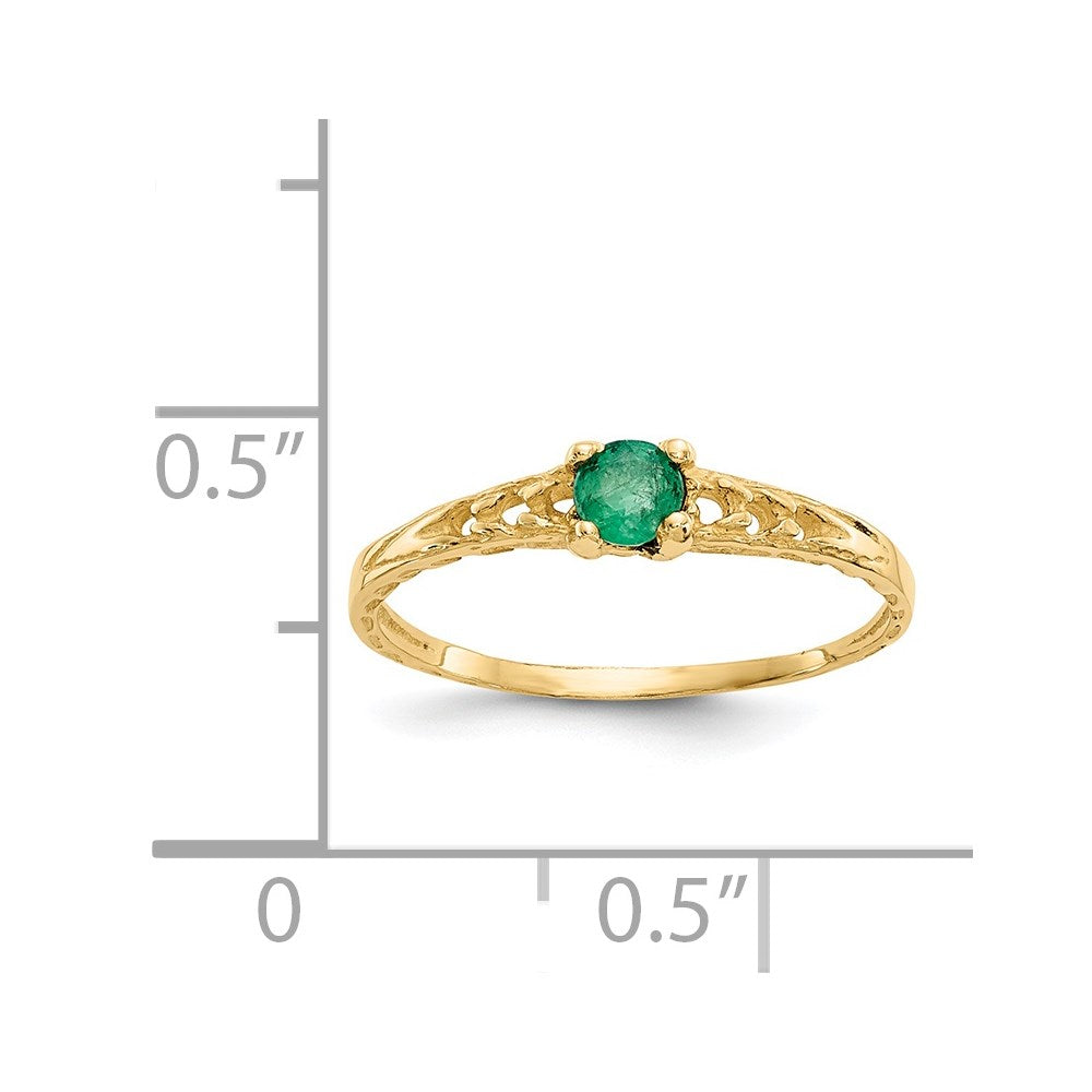 14k Madi K 3mm Emerald Birthstone Baby Ring