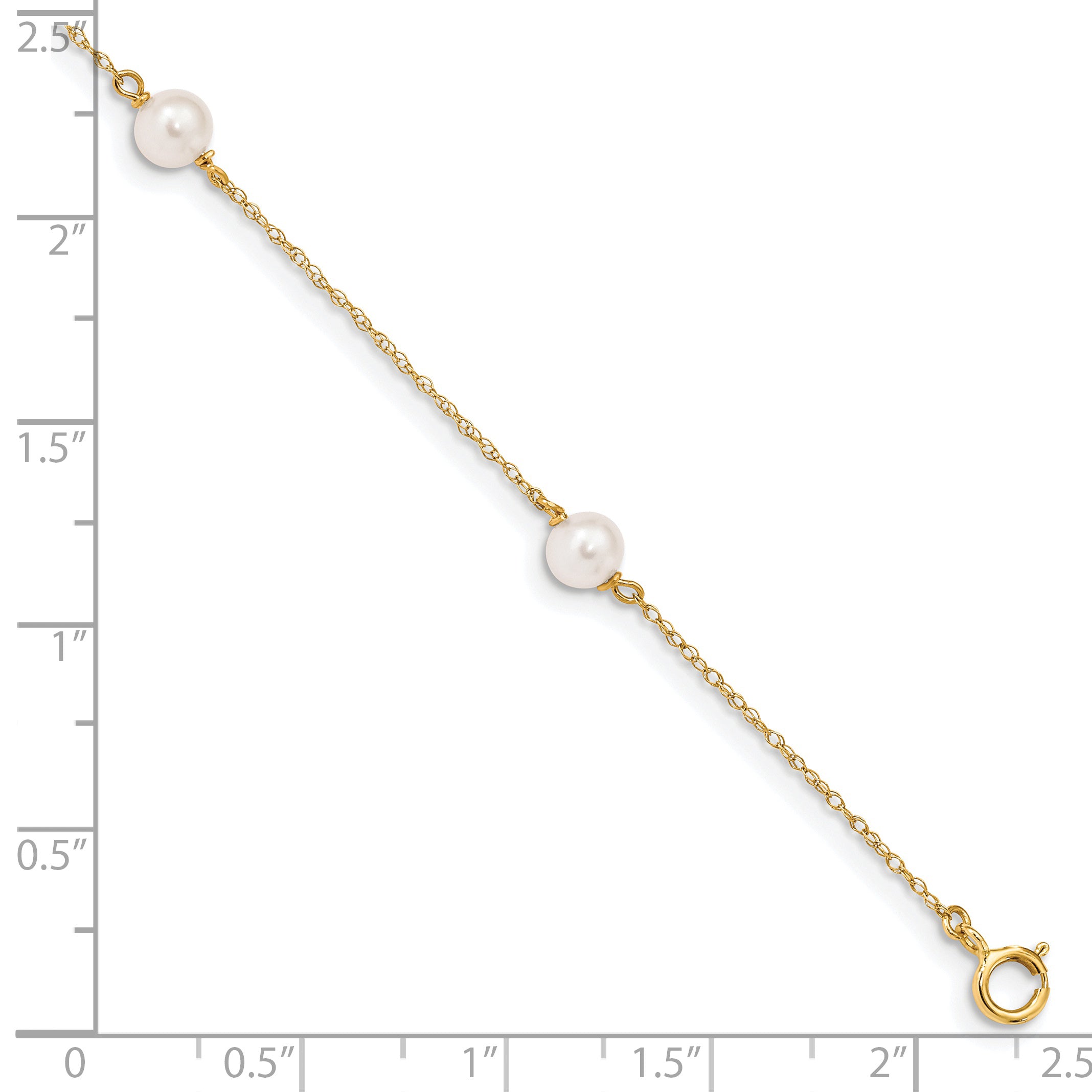 14k Madi K 5-6mm White Near-Round Freshwater Cultured Pearl 3-Station 6 inch Bracelet