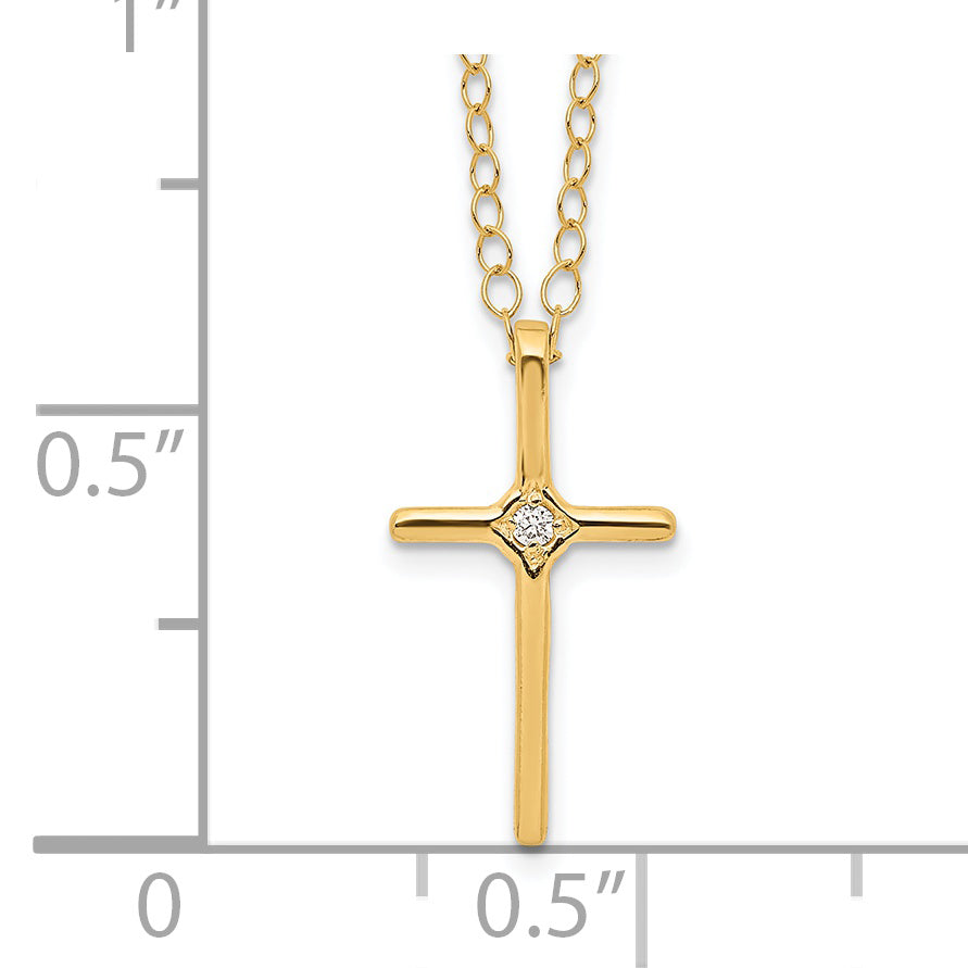 14k Madi K .01ct Diamond Cross Necklace