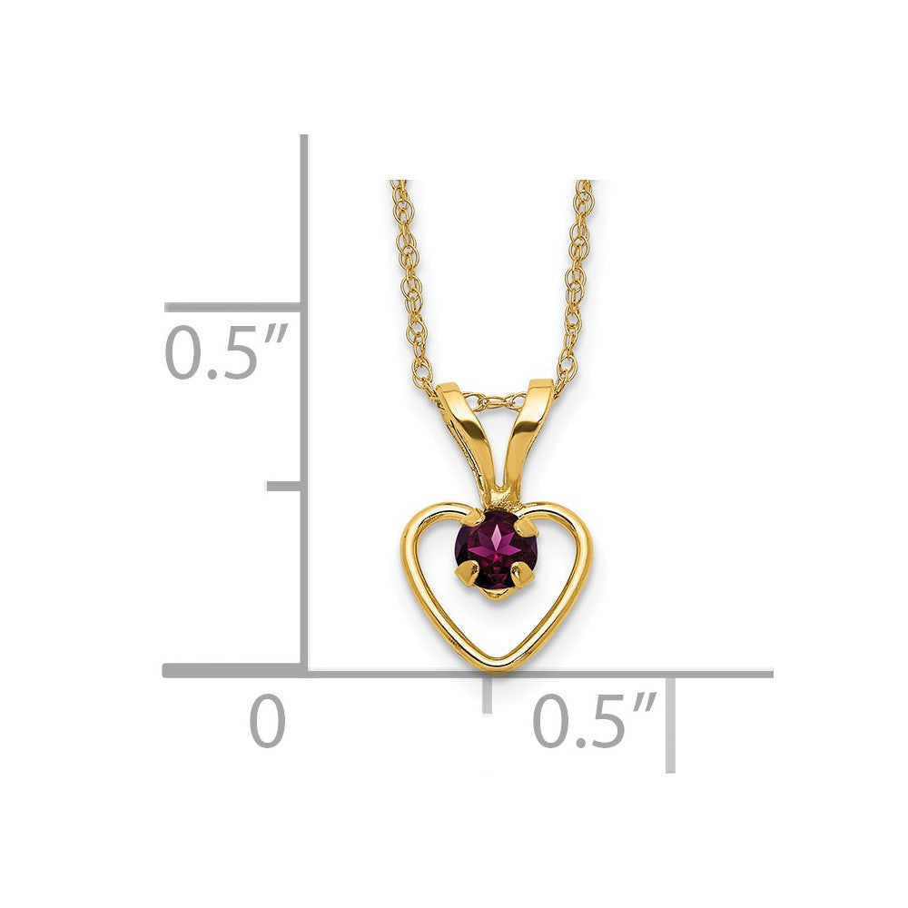 14k Madi K 3mm Rhodolite Garnet Heart Birthstone Necklace